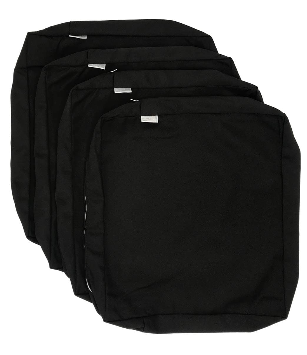 CozyLounge Indoor Outdoor Water Repellent High UV Resistant Patio Chair Cushion Cover (Just Black, 22"x22"x4" (4 Covers))
