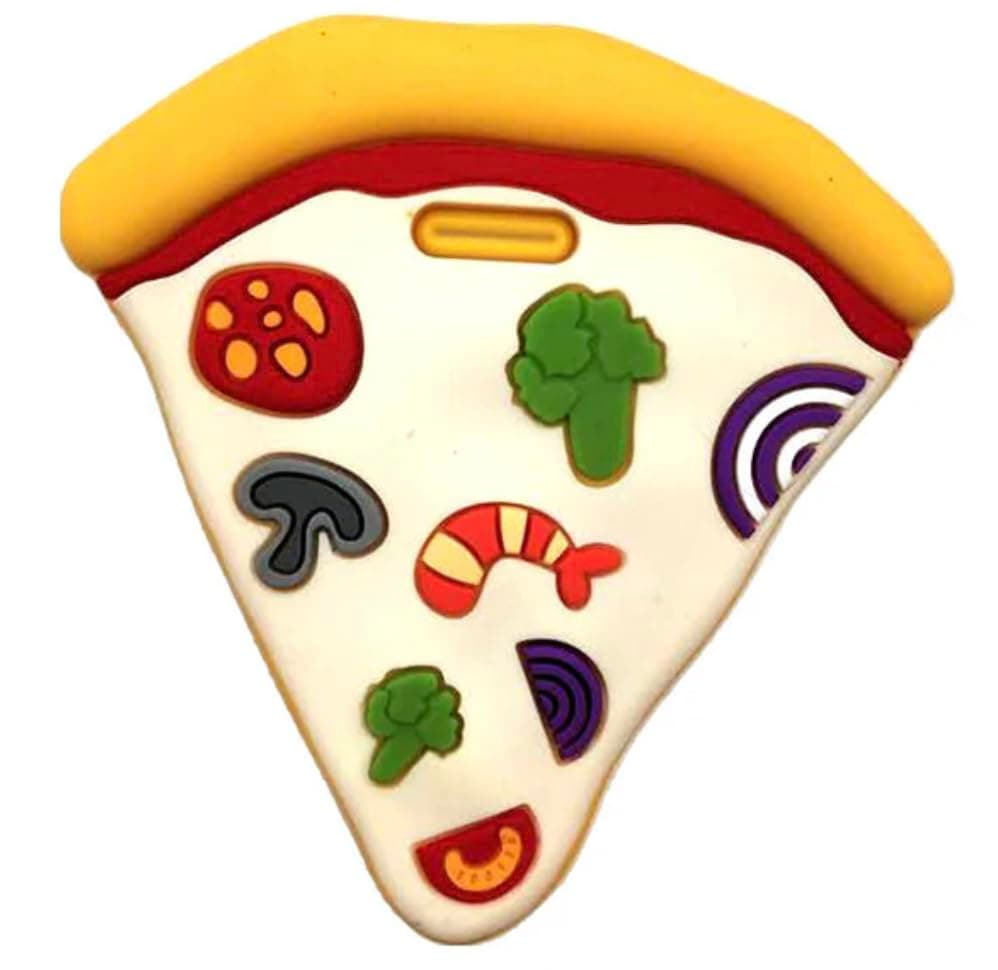 SnD Plus Textured Baby Teether Silicone Baby Teething BPA Free Cute Fun Toys Soothing Teeth Relief for Newborn Infants Babies Boy Girl Durable Smart Teether 3 to 24 Months Creamy Cheese Pizza Slice
