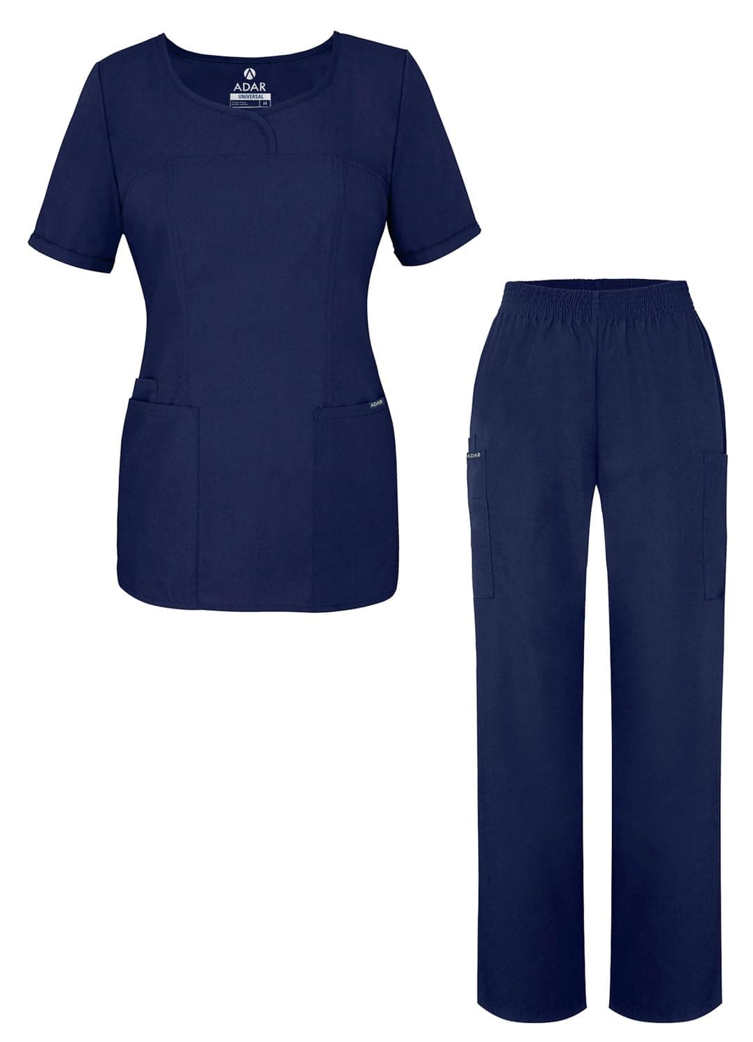 Adar Universal Damen Pflegebekleidung - V-Ausschnitt Top und elastische Hose - 901 - Navy - XL
