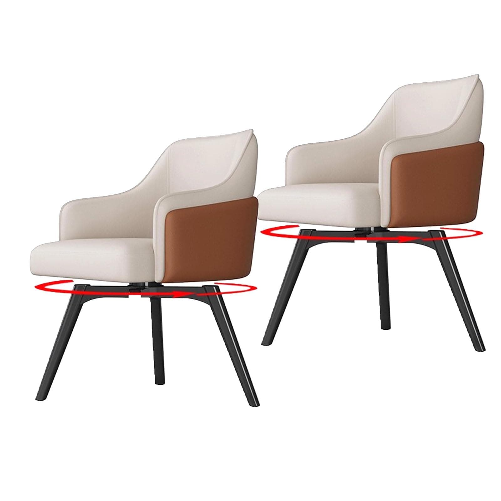 360° Swivel Dining Chairs, Modern Mid Century Upholstered Arm Chairs with Metal Legs, for Dining Room Living Room Bedroom Studio(Orange,2PCS)
