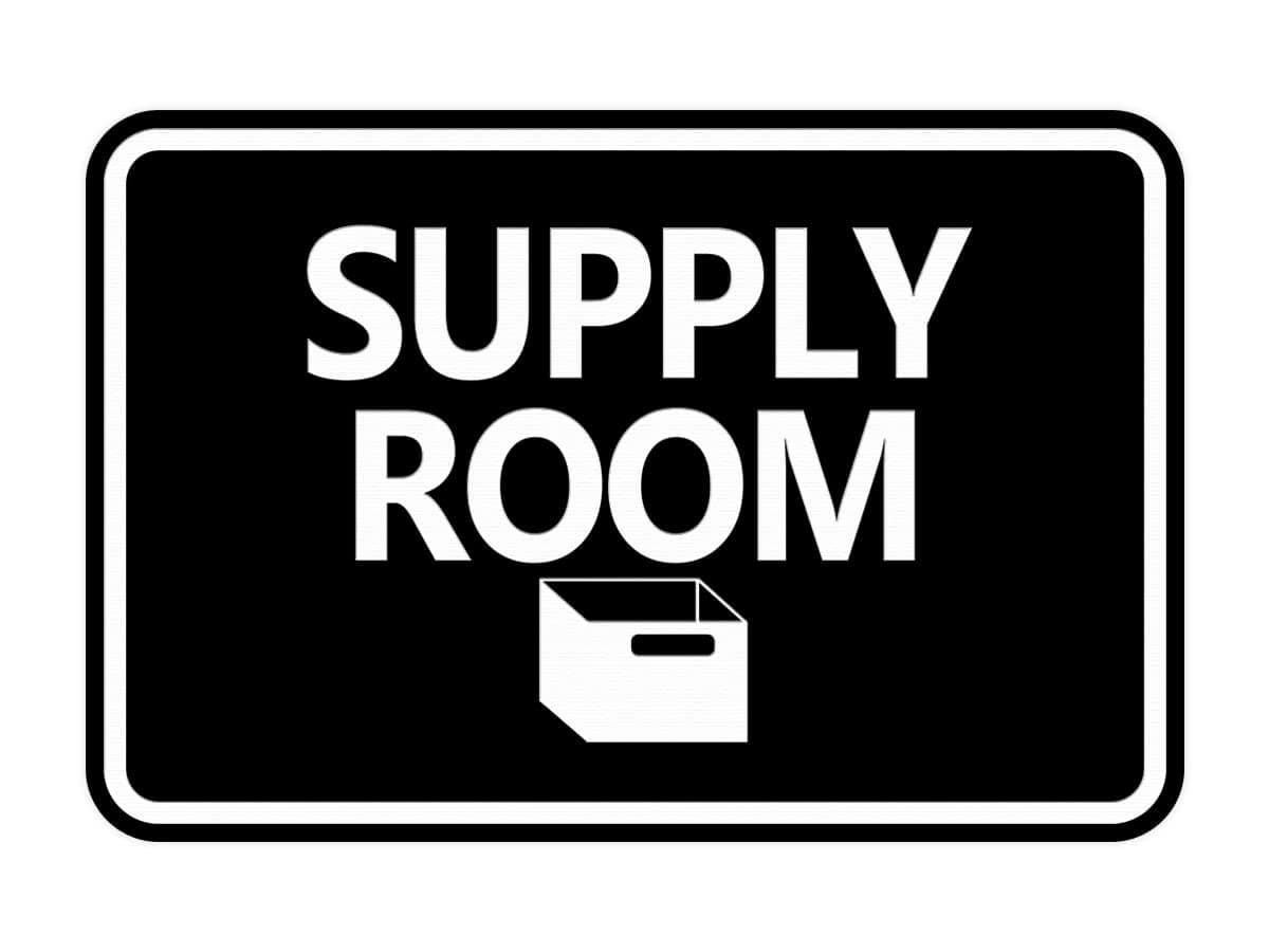 Classic Framed Supply Room Sign (Black) - Medium