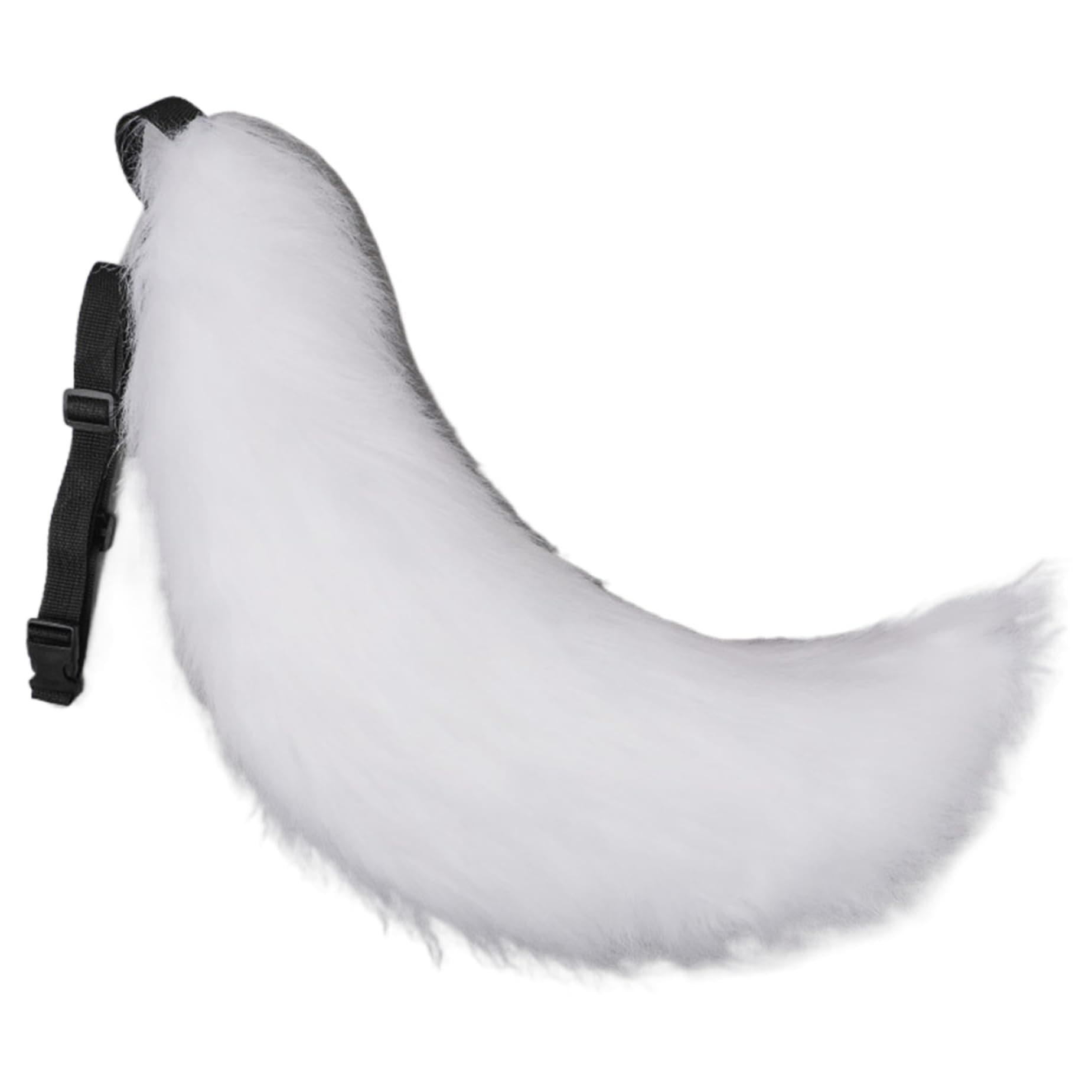 Therian Tail 27in Halloween Furry Tail with Belt Design Faux Fur Wolf White