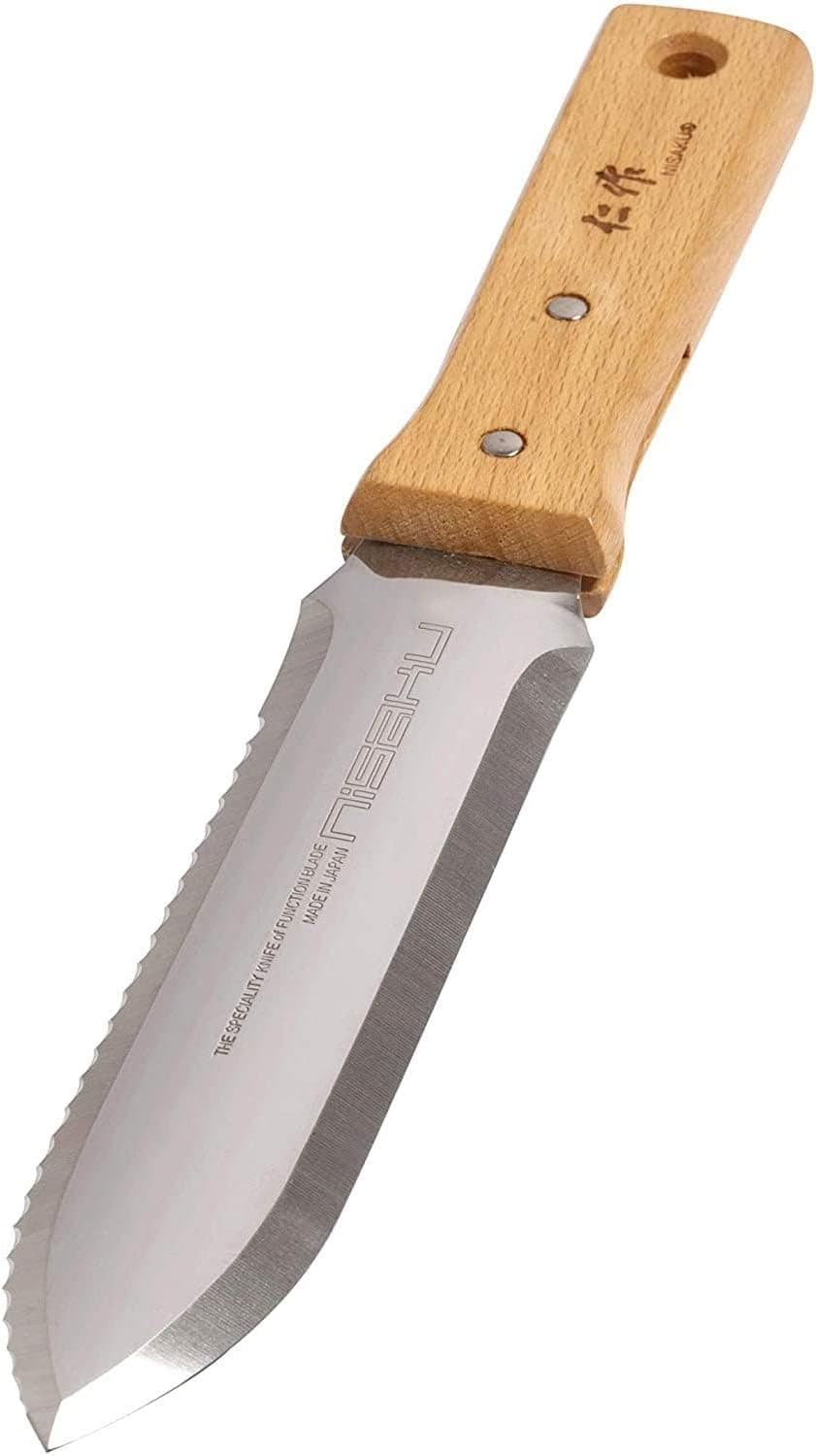 Nisaku NJP650 Japanese Hori Garden Landscaping Digging Tool with Stainless Steel Blade & Sheath, 7.25"
