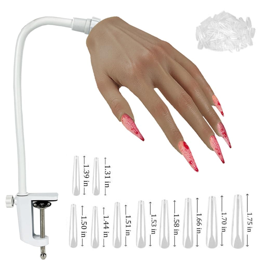 XMASIR White Silicone Practice Hand Kit for Acrylic Nails