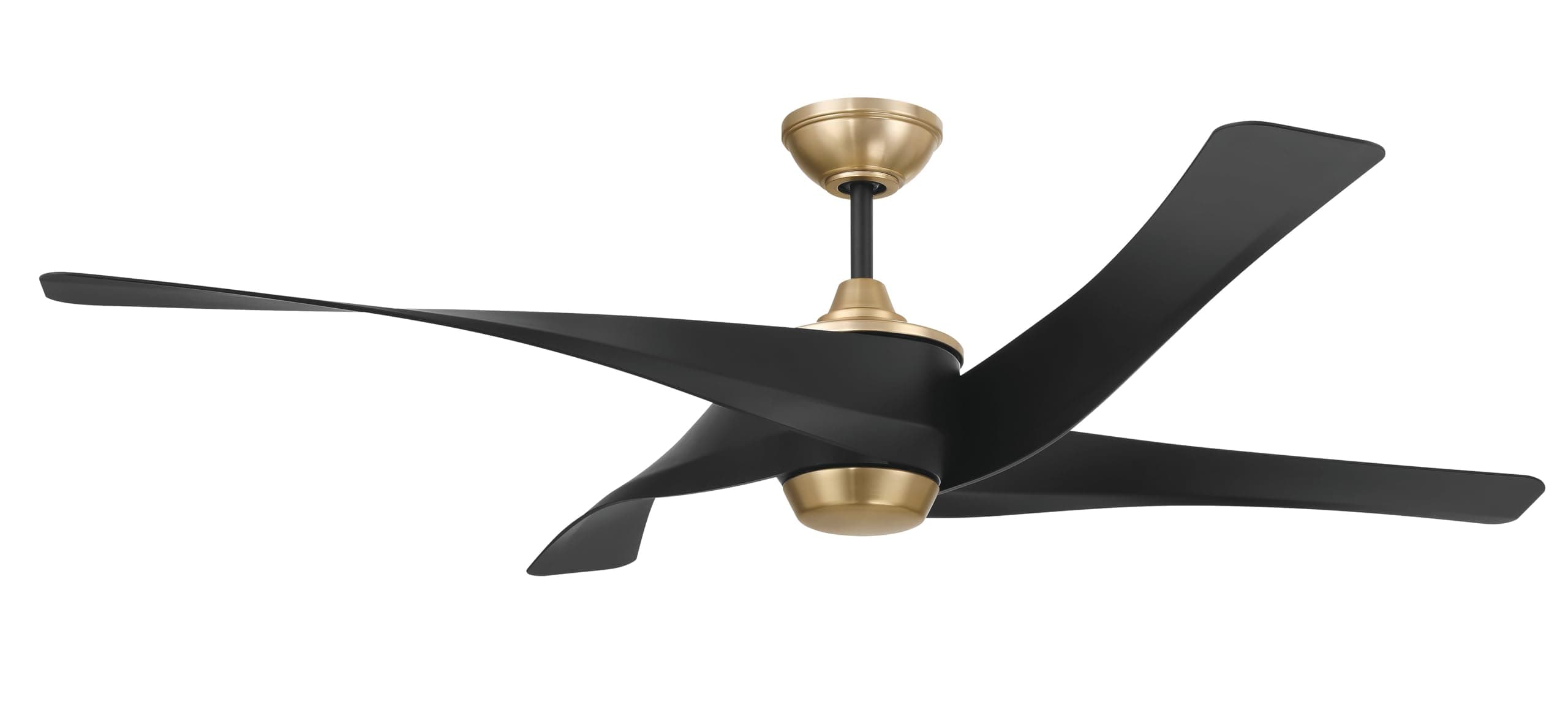 Craftmade Venn 58 in. Flat Black/Satin Brass Finish Dual Mount (Flat or Angled Ceiling) Energy Saving, 6-Speed Reversible Indoor Ceiling Fan with Hardwired Wall Control Included
