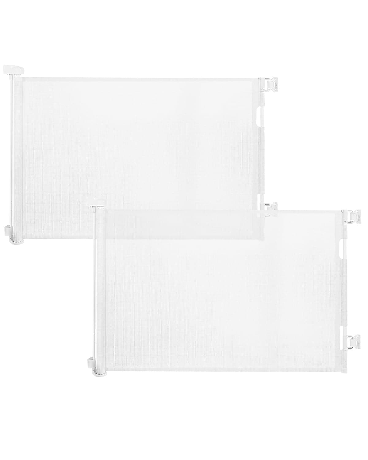 (2 Pack) Retractable Baby Gate,Mesh Baby Gate or Mesh Dog Gate,33.6" Tall,Extends up to 55" Wide,Child Safety Gate for Doorways, Stairs, Hallways, Indoor/Outdoor (White 33.6"x55")