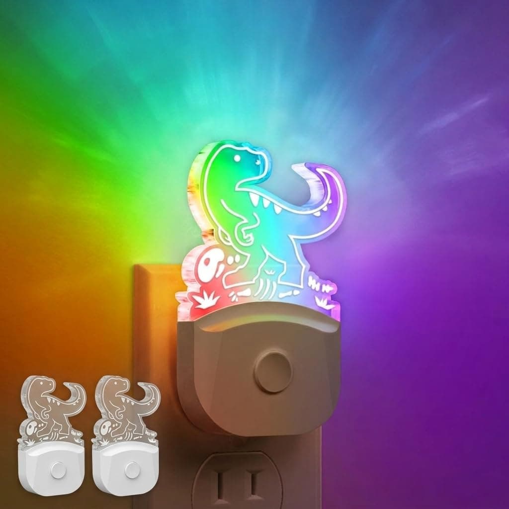 DORESshop Dinosaur Night Light for Kids [2 Pack],Plug in Night Light
