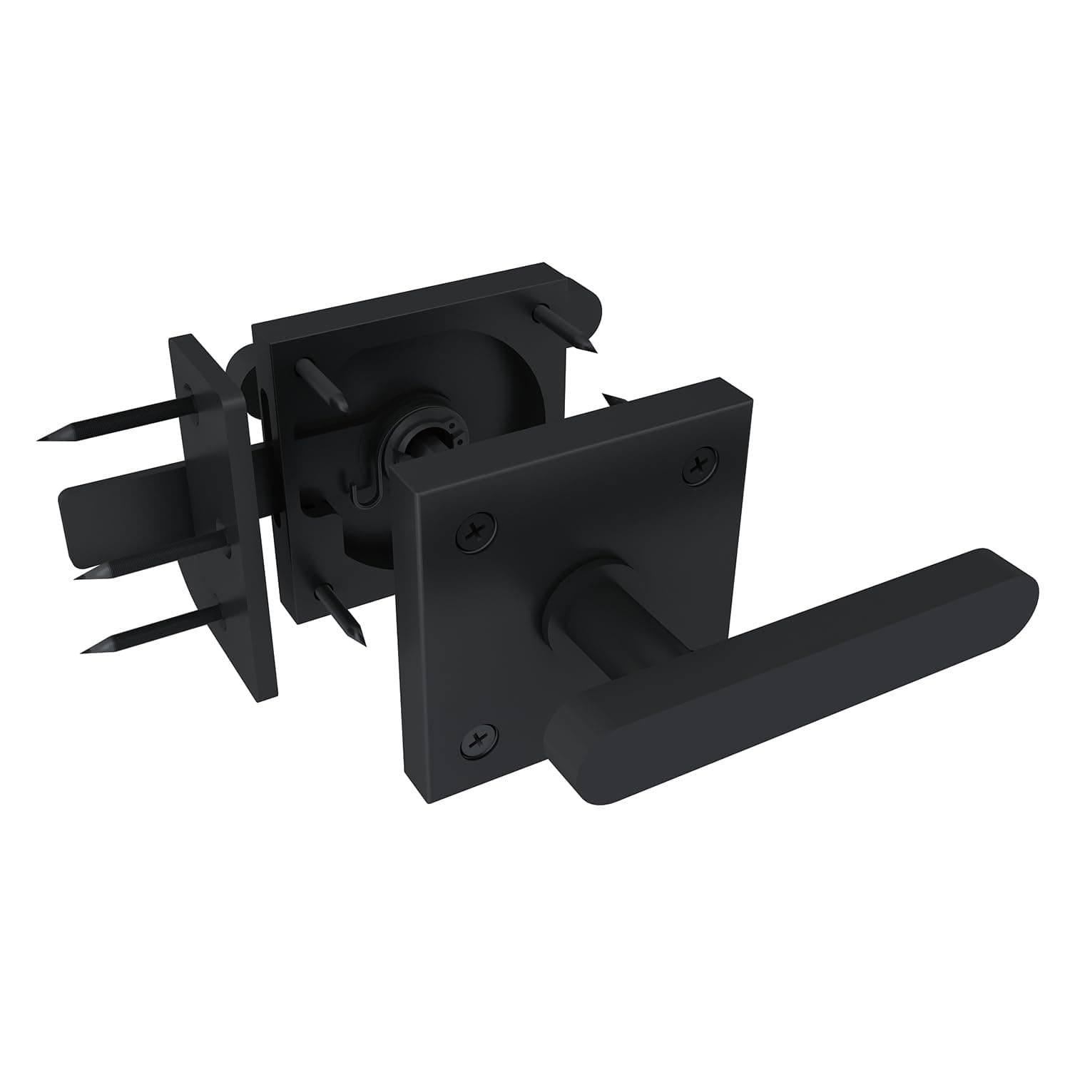 JUBEST Double Side Gate Latch, Right Swinging Door Latch Heavy Duty Gate Hardware for Outdoor Fence, Pool Gate, Backyard gate, Garden gate, Wooden Gates,Black