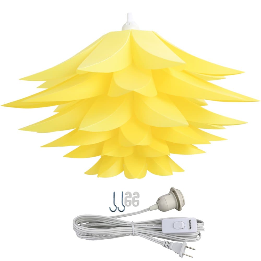 Lightingsky Ceiling Pendant DIY IQ Jigsaw Puzzle Lotus Flower Lamp Shade Kit with 15 Feet Hanging Cord (1, Yellow)