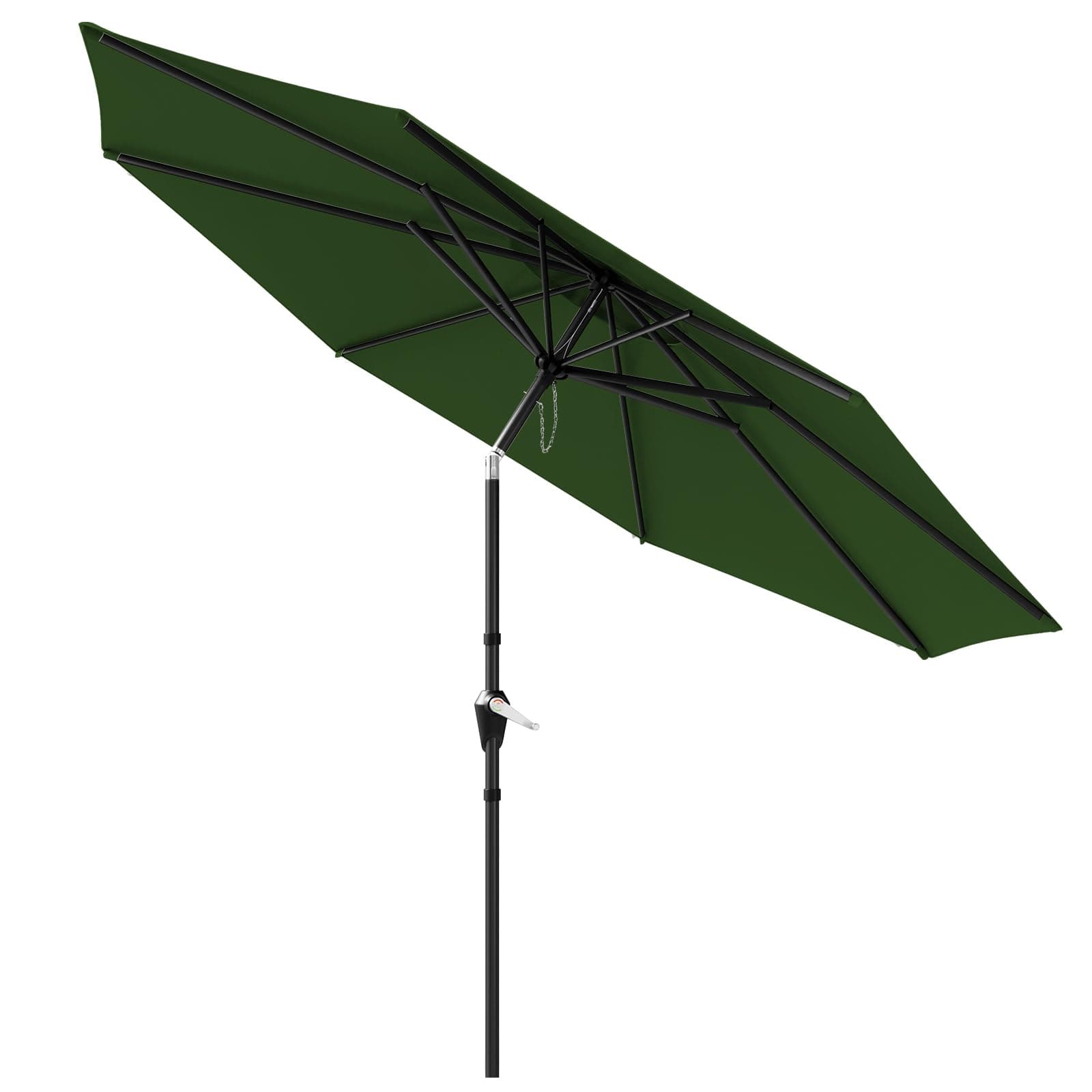 MUCHENGHY 7.5ft Patio Umbrella, Outdoor Market Table Umbrella with Push Button Tilt and Crank, 6 Ribs UV Protection Sun Shade for Lawn, Deck, Garden, Fishing, Backyard & Pool(Dark Green)