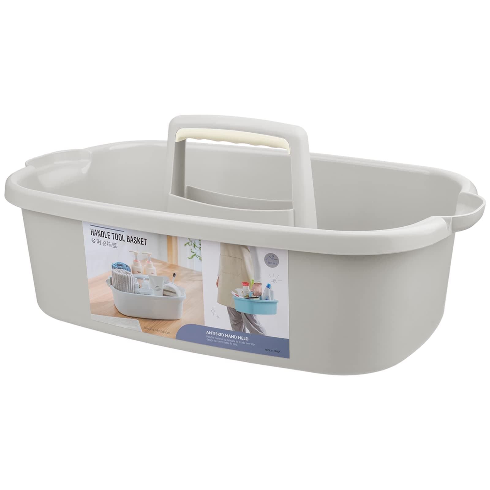 Large Cleaning Supplies Caddy Portable Shower Caddy Basket Light Grey