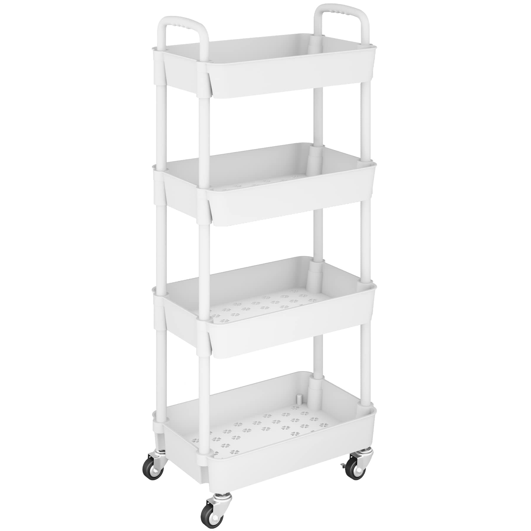 UDEAR 4-Tier Kitchen Rolling Utility Cart,Multifunction Organizer,White