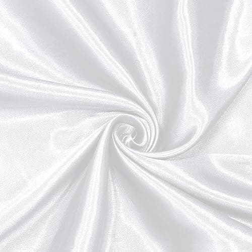 Homiest Tela de satén blanco por yarda, 1 yarda x 58 pulgadas, tela de satén Charmeuse sedosa y brillante, tela de satén suave para vestidos de novia, fabricación de ropa, manualidades, costura