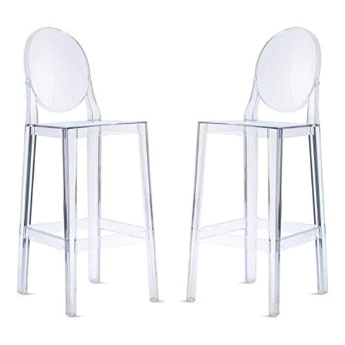 Heavenly Collection Ghost Transparent Stool in 26 SH, Sleek and Modern Clear Counter Stool, Square Base with Foot Rest (Single Stool)