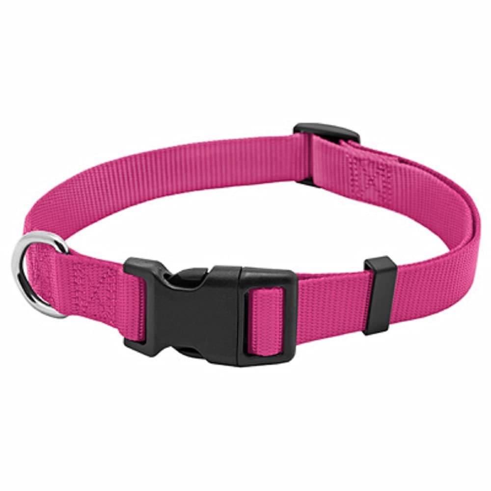 WESTMINSTER PET PRODUCTS Adjustable Nylon Dog Collar with Quad Lock Buckle, Pink, 1" x 18-26"