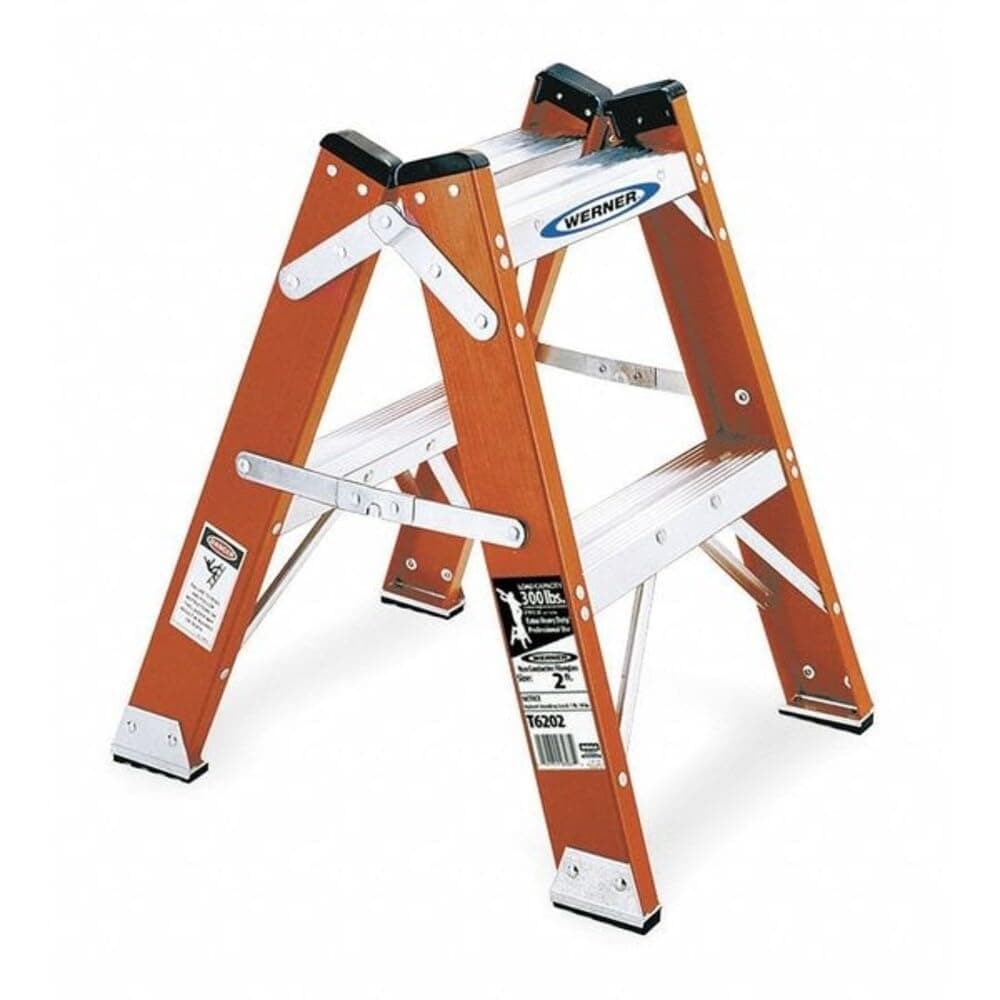 Werner T6202 300-Pound Duty Rating Fiberglass Twin Step Stool, 2-Foot