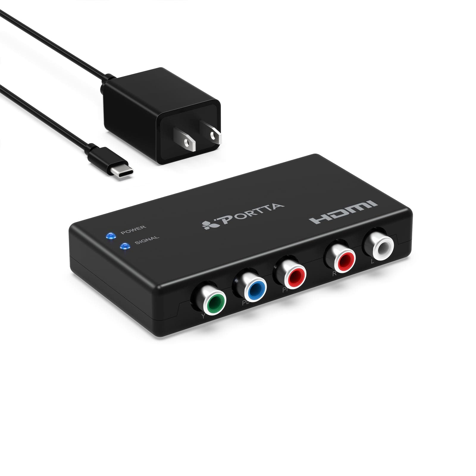 Portta Component to HDMI Converter, YPbPr RGB + R/L Audio to HDMI v1.3 Converter Adapter Support 1080P 2 Channel LPCM for HDTV PS2 PS3 HDVD Player Wii Xbox