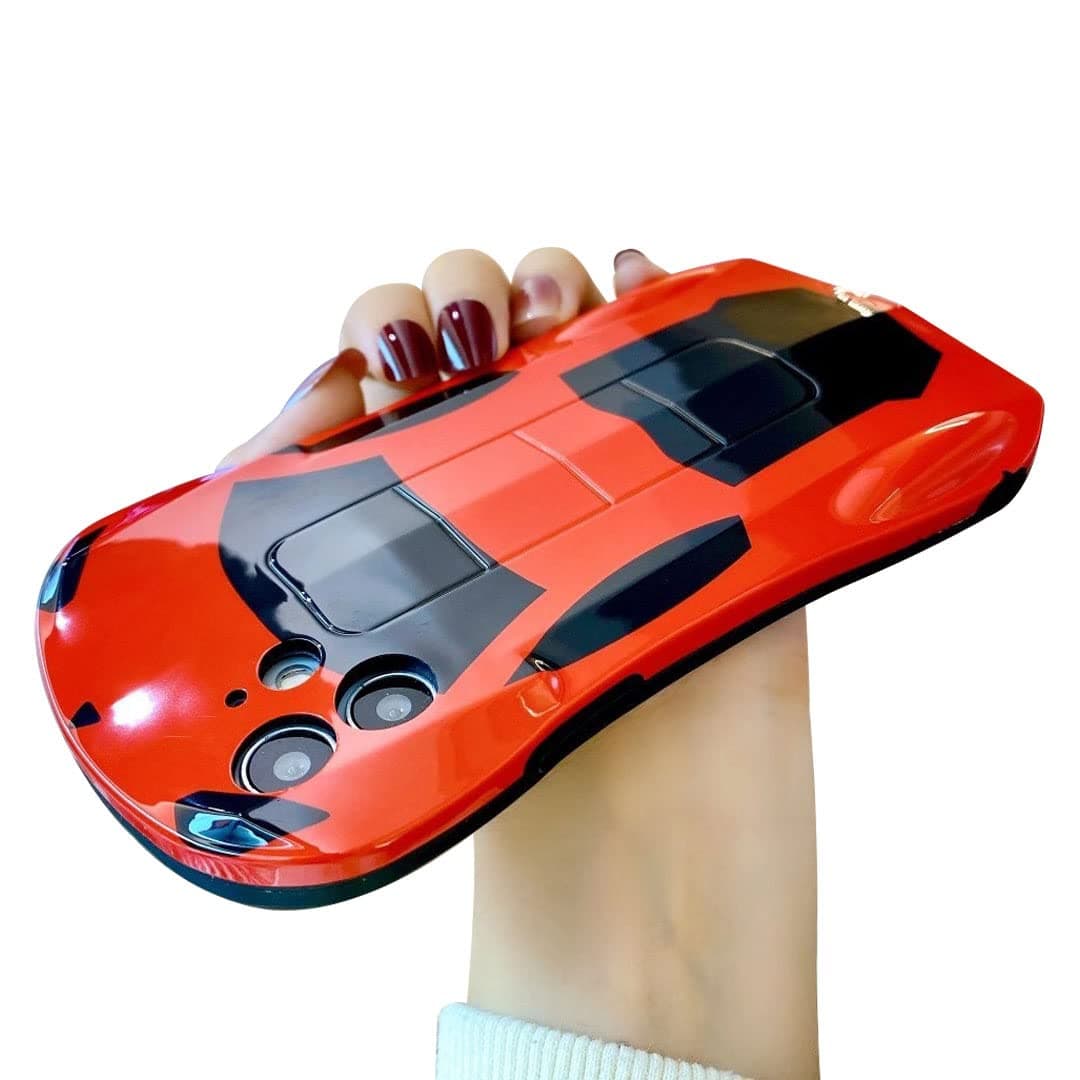 BONICI Men Women Creative Cool 3D Steric Sport Car Race Car Phone Case, Soft TPU Silicone Rubber Phone Cover Compatible with iPhone 17 Pro, Full Body Protection -Red