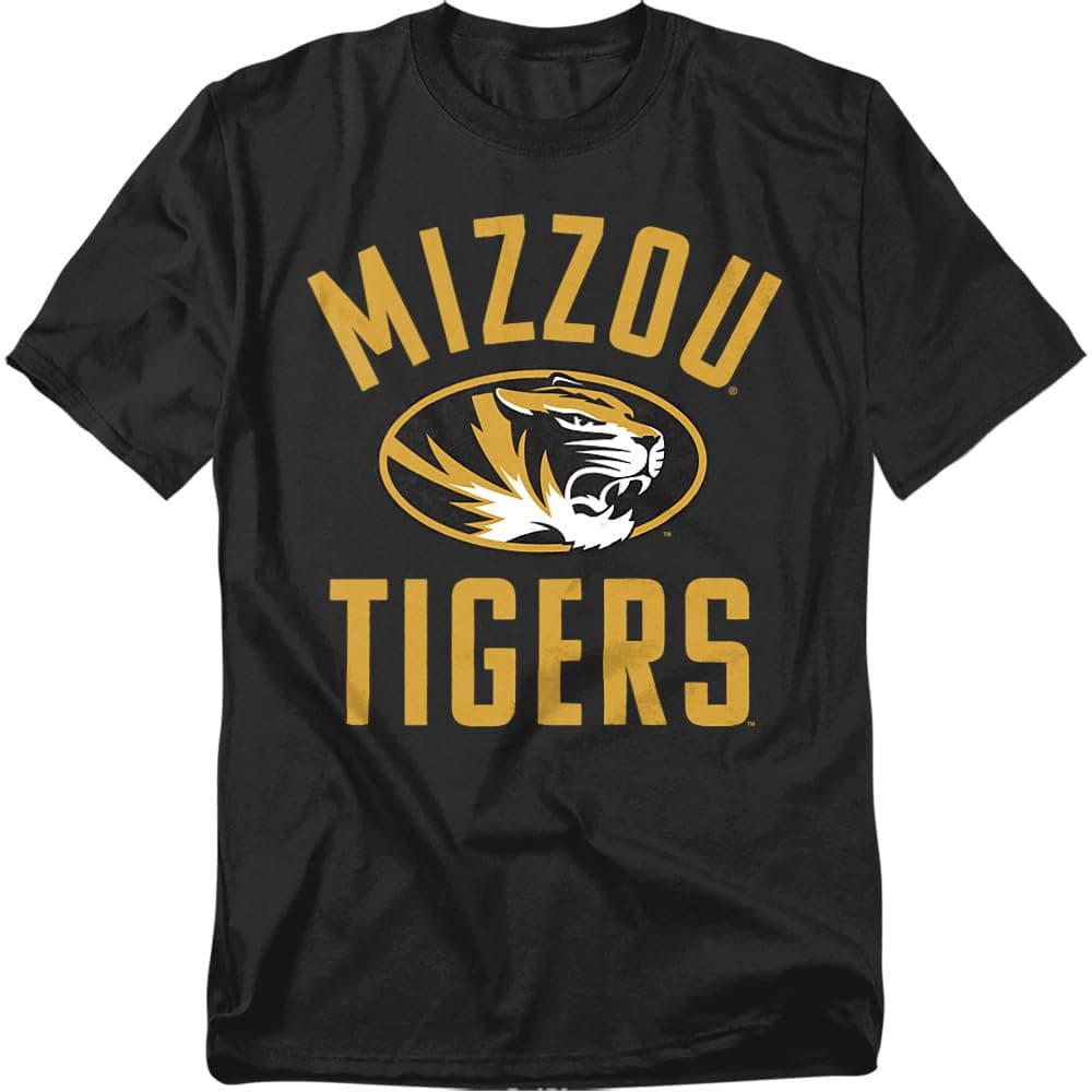 Mizzou University of Missouri Official Mizzou Tigers Logo Unisex Adult T-Shirt, Black, 2X-Large