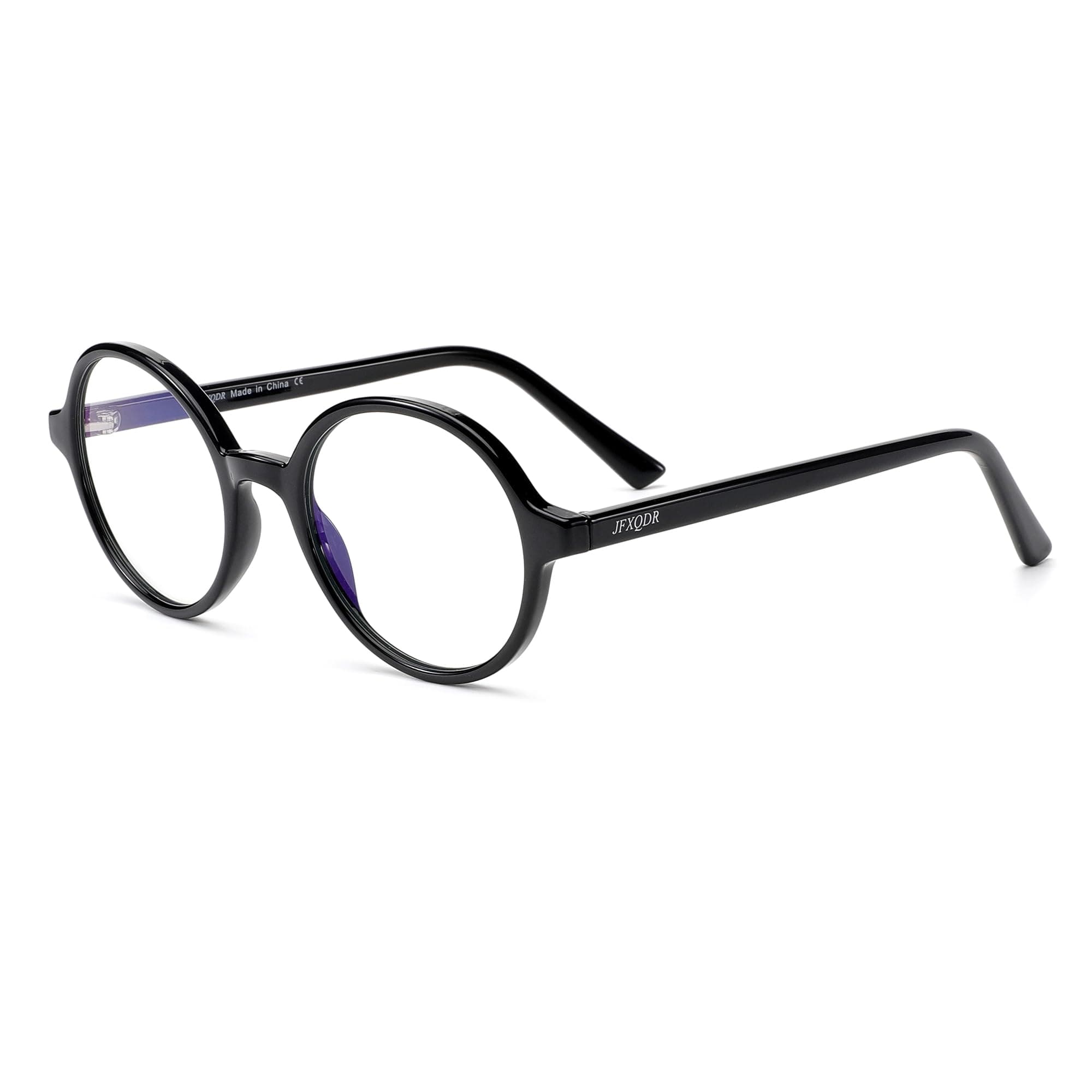 JFXQDR Round Blue Light Blocking Glasses Women Men, Circle Frame Computer Gaming Glasses Anti Glare & UV RF6206 (Black)