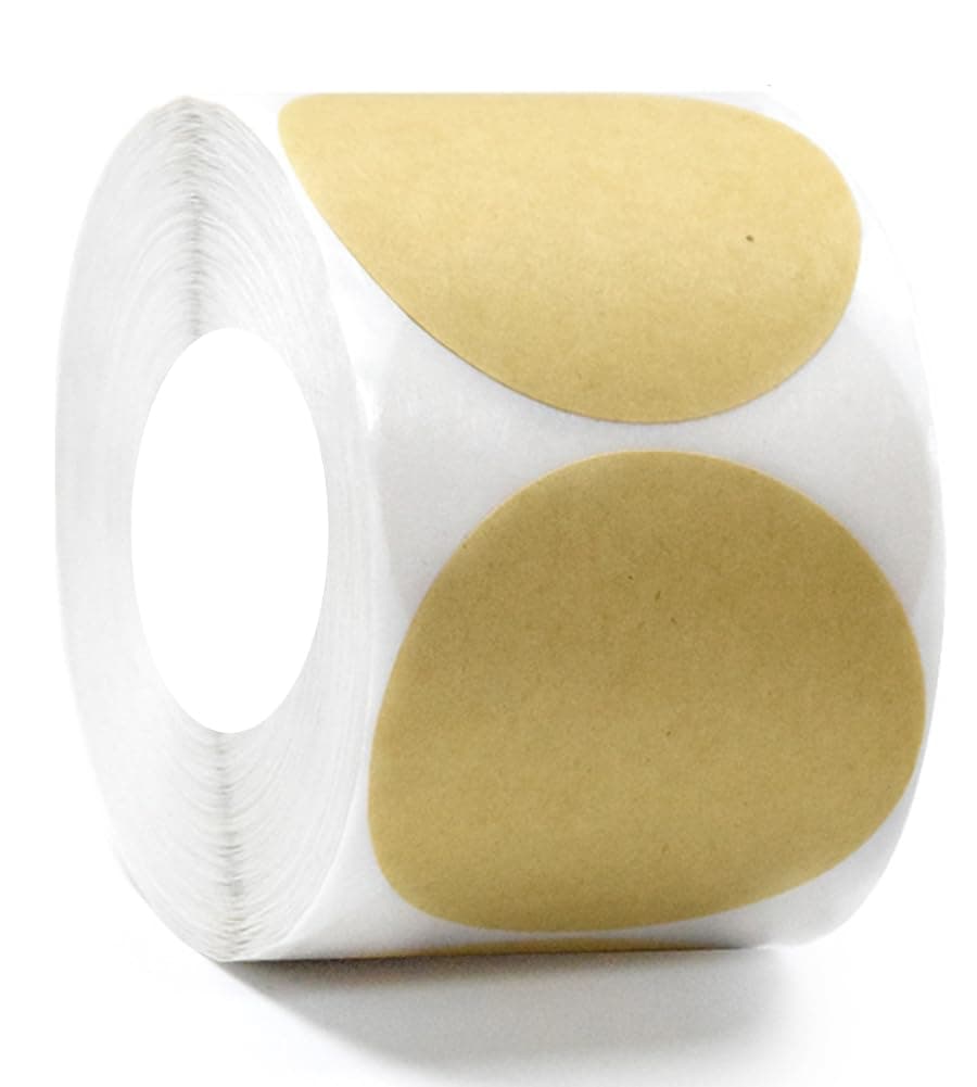 500PCS 2 Inch Circle Dot Stickers Garage Sale Price Tag Sticker, Round Coding Labels Blank Yard Sale Price Stickers Natural Brown Dot Sticker for Office Student Classroom Home Decorative (2 Inch)