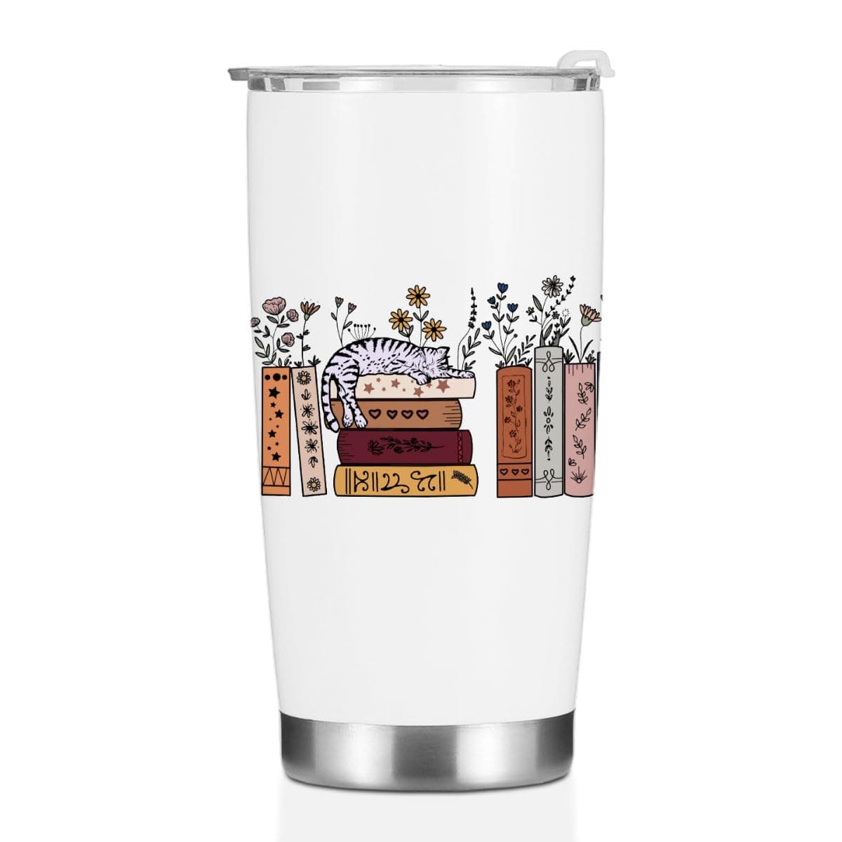 Book Lovers Gifts Stainless Steel Tumbler, Book Club Gifts Bookish Gifts Coffee Mug with Lid, 20 oz Thermal Cup Insulated Water Glasses, Book Accessories Librarian Gifts for Women Girls Best Friend