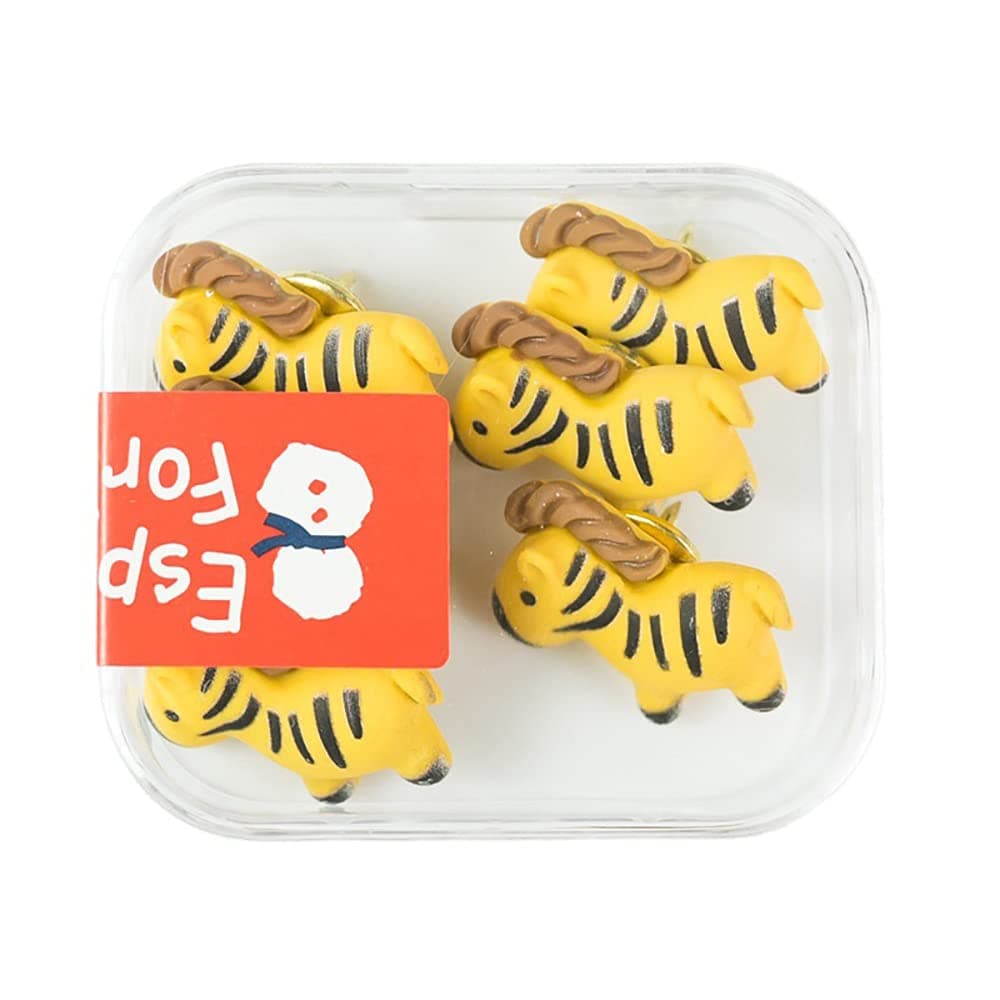 Psivika 6 PCS Cute Zebra Push Pins Thumb Tacks Creative Pushpins Decorative Thumbtacks ThumbNails Head Steel Drawing Pins for Corkboard, Whiteboard, Bulletin Board, Photo Wall, Map, Feature Wall
