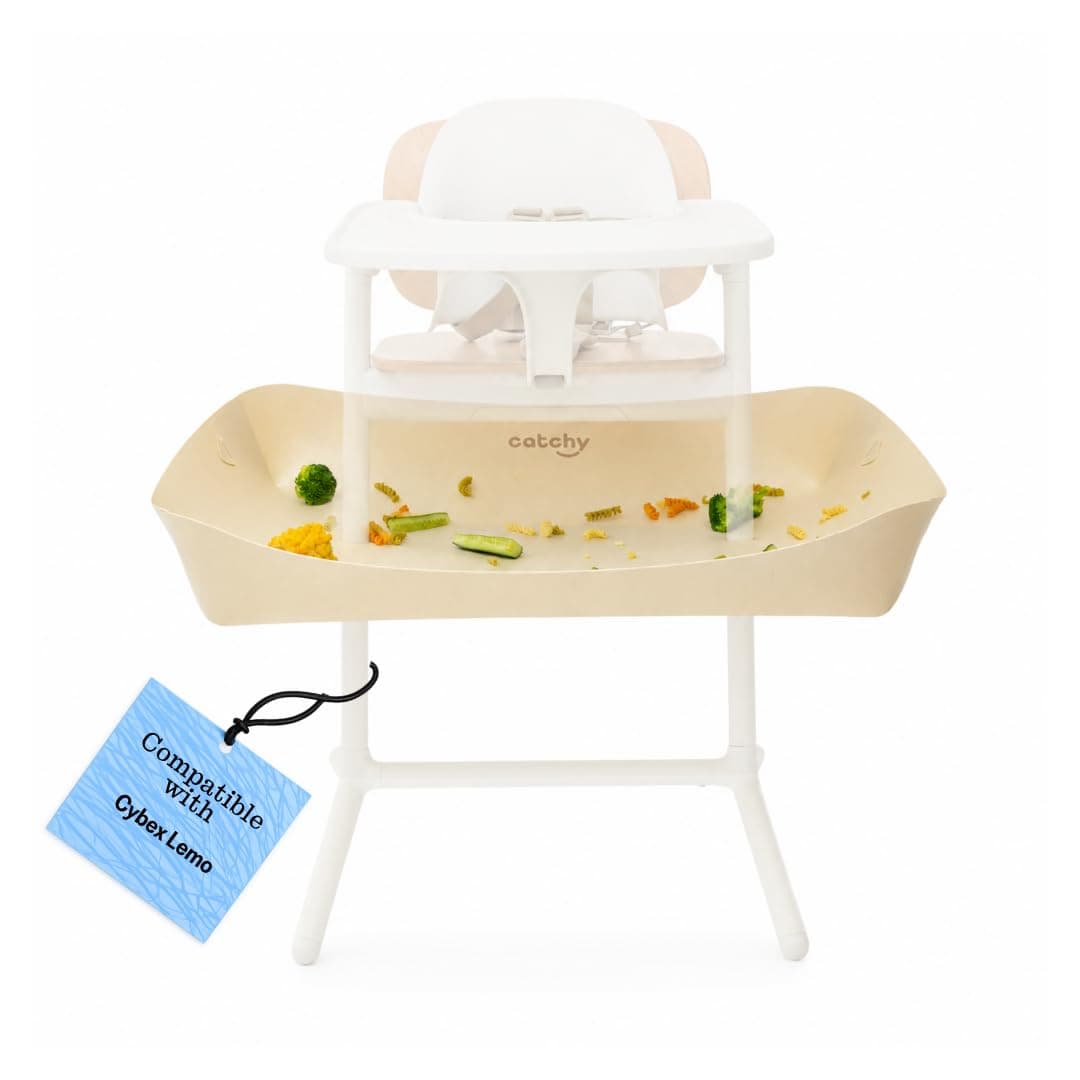 CATCHY -Food Catcher- Compatible with Cybex Lemo High Chair +12 Other High Chairs -Highchair Sold Separately- Baby & Toddler Food & Mess Catcher -Premium Linen Inspired- Under High Chair Accessory