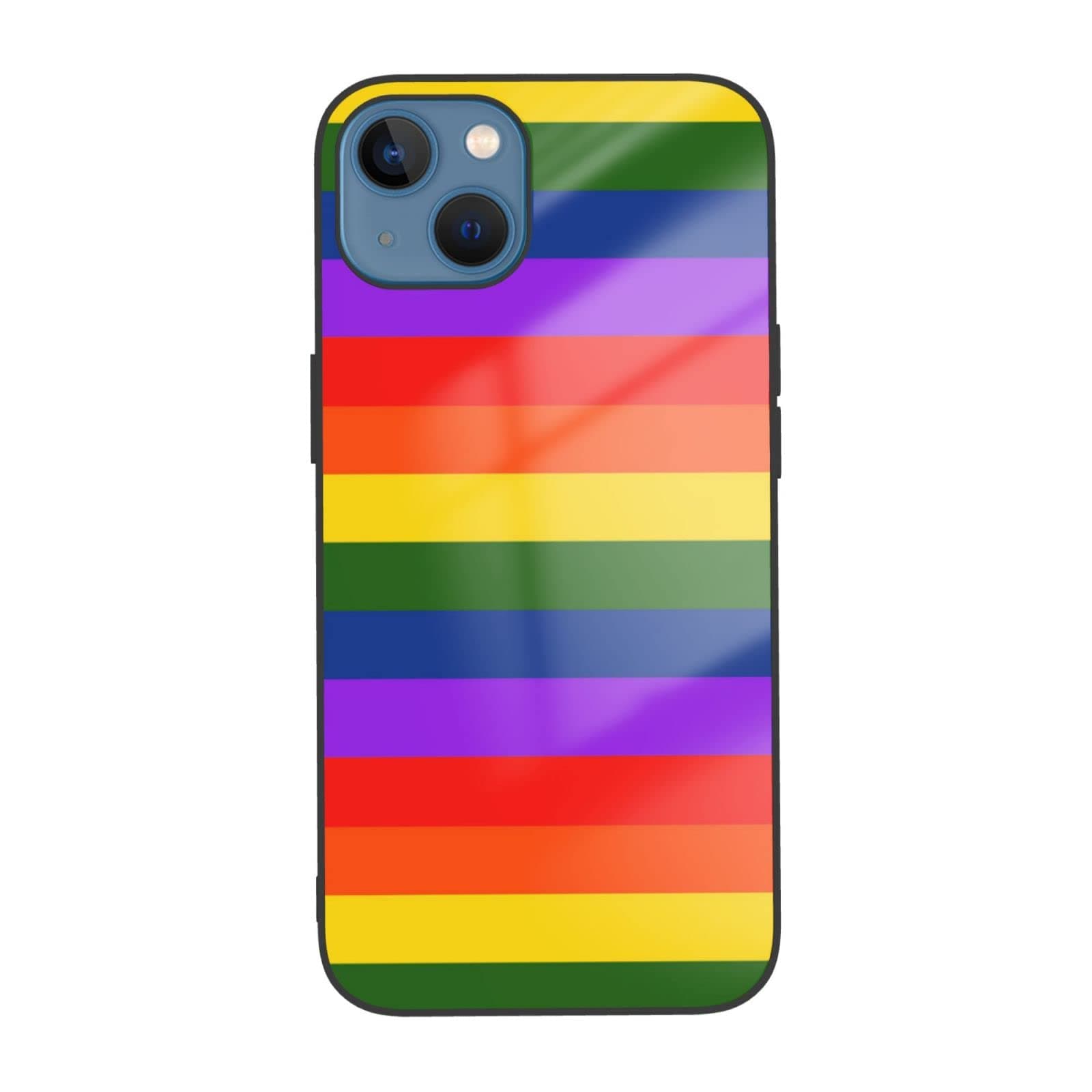 VGFJHNDF Rainbow Flag Printed Phone Case for iPhone 13 Case 6.1 Inch Tempered Glass Shockproof Protective Phone Case