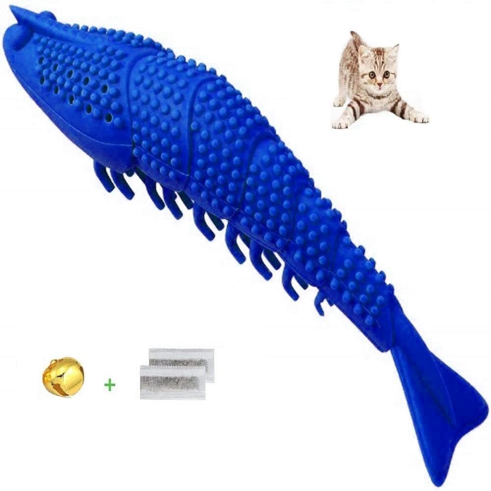 FDA cat Toothbrush Chew bite Resistant Toy Dental Oral Hygiene Care Brush Stick Natural Rubber Blue Lobster Attractive Catnip Flavor Interactive Upgraded
