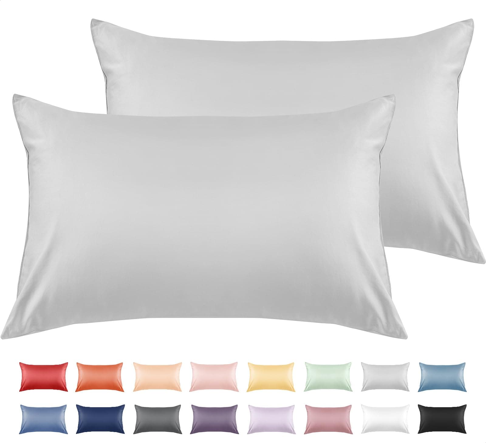 Warmstar 100% Cotton Toddler Pillowcase Set of 2, 600 Thread Count 13x18 Toddler Pillowcases Soft & Breathable, Cotton Travel Pillow Case Cover 13"x 18" with Envelope Closure,Grey