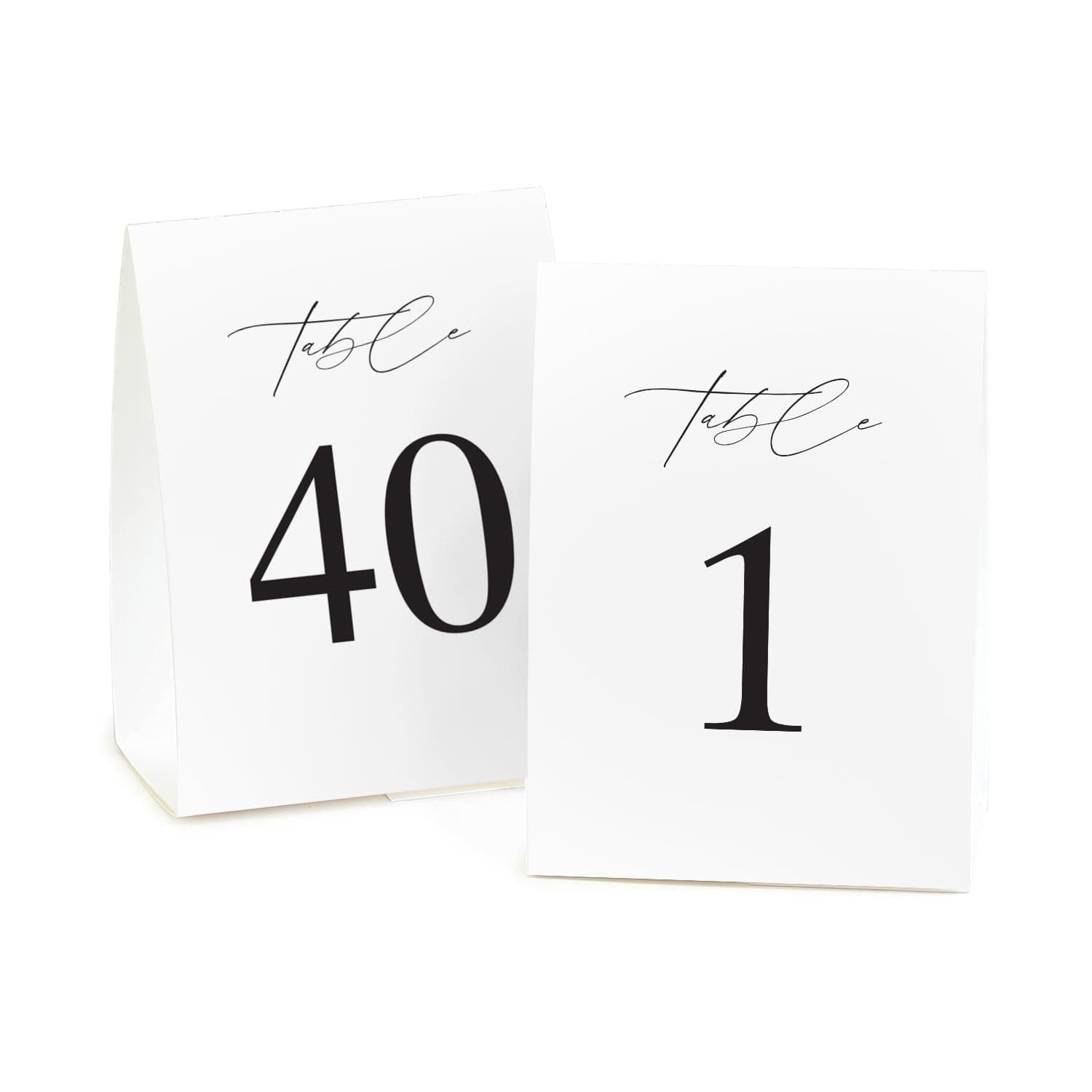 Hortense B. Hewitt Wedding and Gala Table Number Tent Cards - Numbers 1 to 40, 3.5" x 4.75" (Folded Size), Stylish