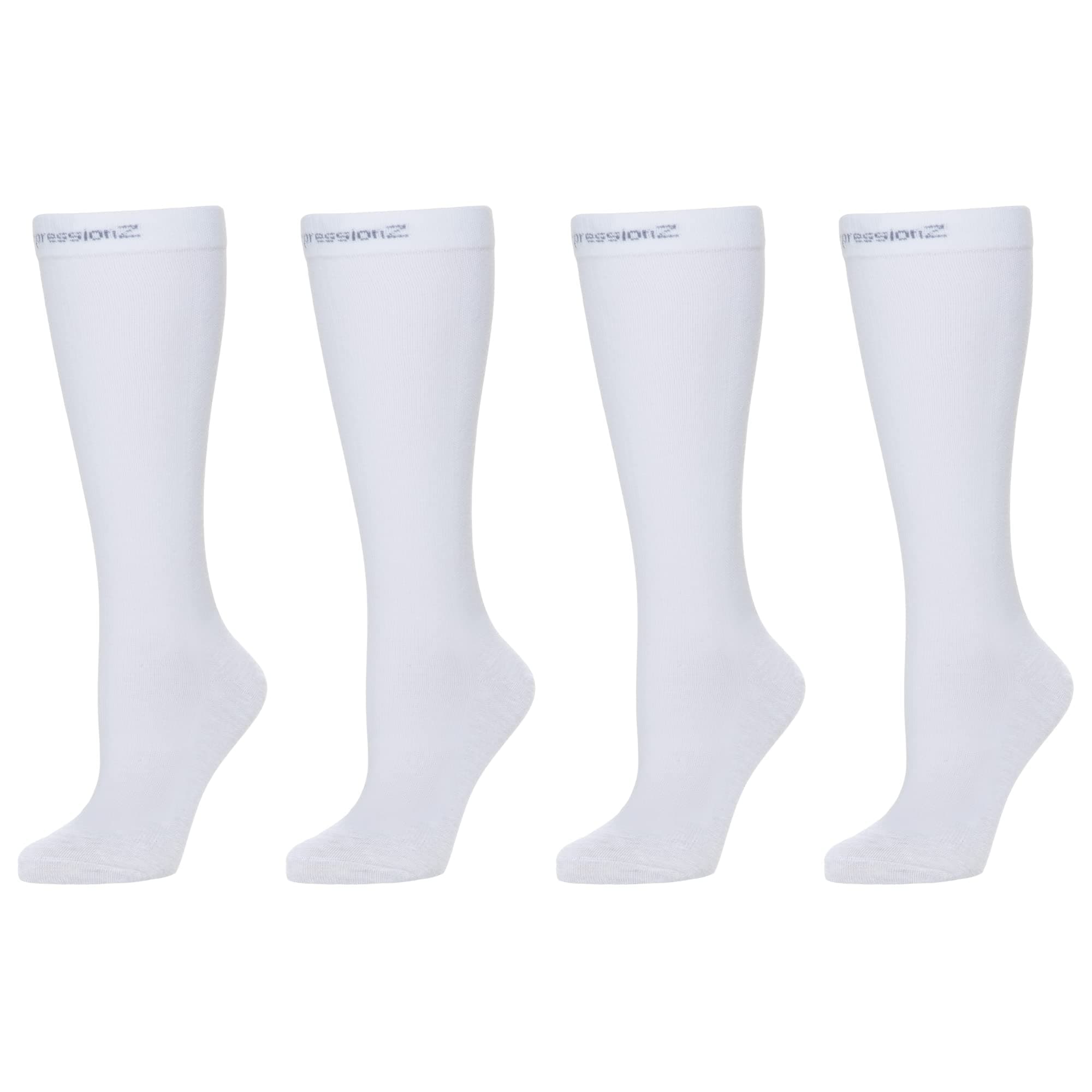 CompressionZ Compression Socks For Men & Women - 30 40 mmHG Wide Calf - Travel, Edema - Swelling in Feet & Legs (White 2P, S)