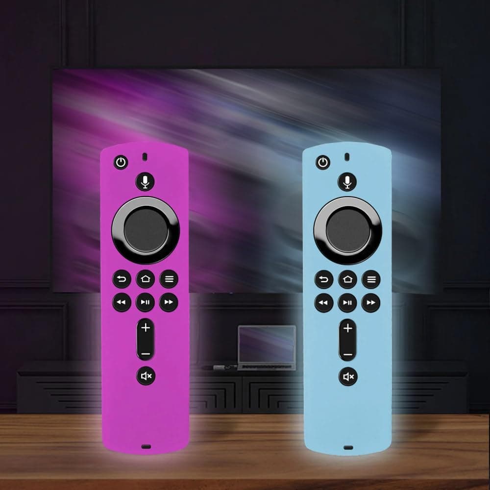 2 Pcs GlowingSilicone Case Fit for Amazon Fire TV Stick Remote Control Cover Drop Resistant Durable Shockproof Anti-Slip Lighting,A