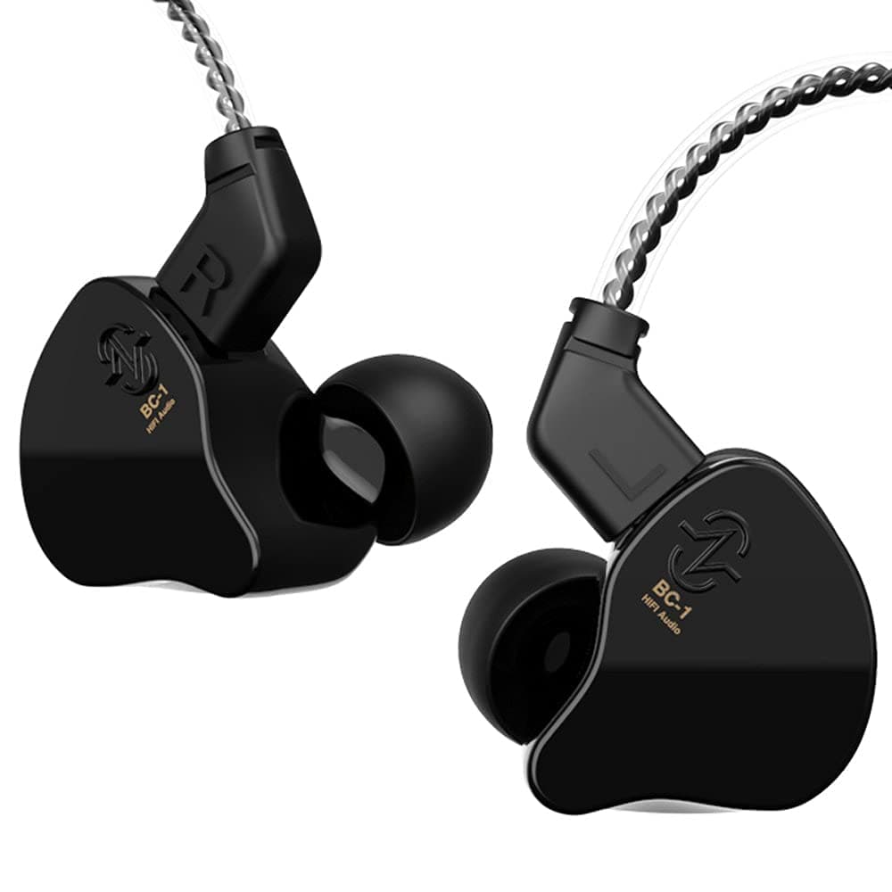 YINYOO CCZ Melody in Ear Monitors Wired Earbuds in Ear Headphones Without Microphone IEM HiFi Bass with 1DD 1BA, Ear fins, 4N OFC Cable for Musicians, Singer, on Stage, Studio (Nomic, Dark Black)