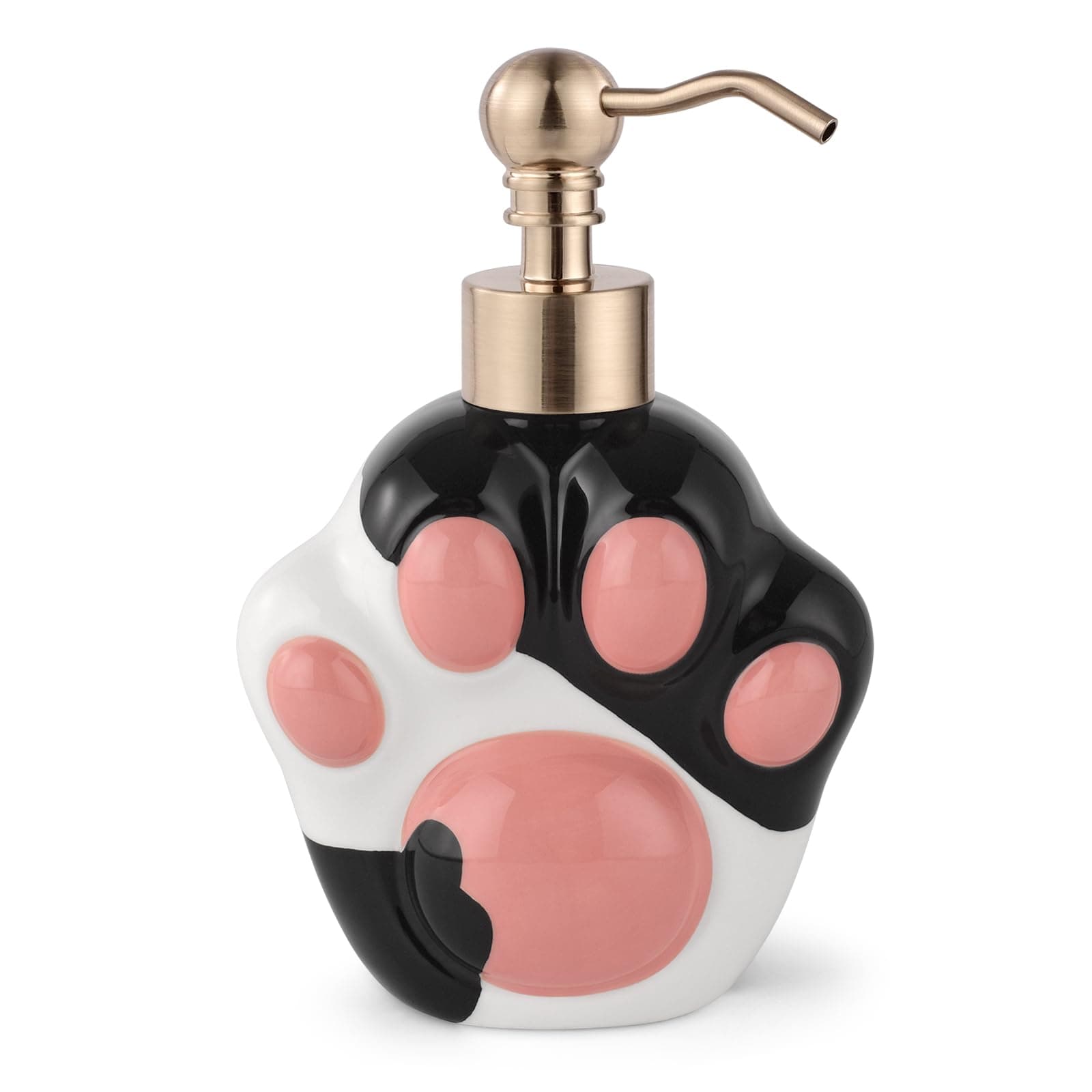 NEWHENGS Paw Shape Soap/Lotion/Hand Sanitizer Metal Pump Dispenser Funny Gifts, Refillable for Cute Kitchen and Bathroom Accessories (Black/White)