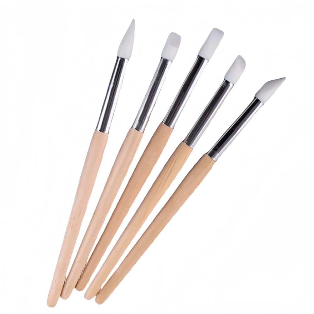 5PCS Silicone Nail Tool Nail Art Sculpture Pen Nail Polish Carving Pen Rubber Tip Nail Brushes Dust Cleaner Watch Repair Tool