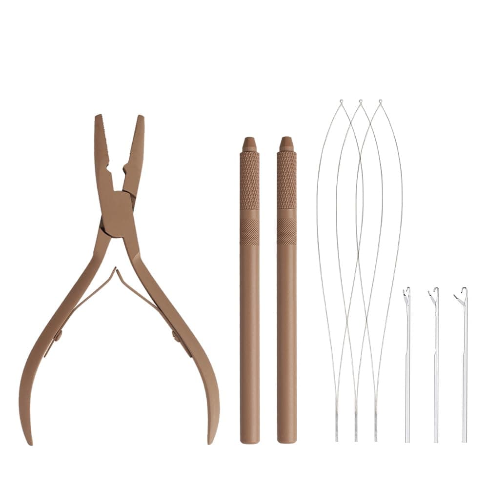 GlamorDove Hair Extension Tool Kit Feathers Extensions Loop Tools Microlink Hair Extensions Pliers for Beads Dismountable Hair Threader Pulling Micro Link Beads Closer