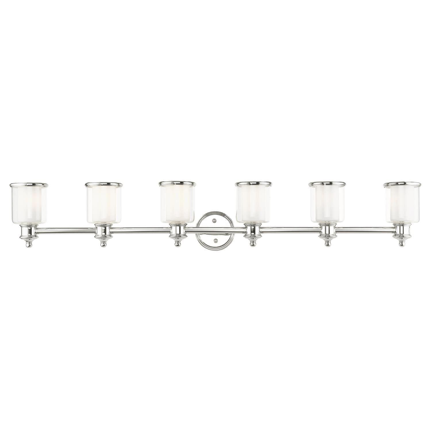 Livex Lighting Middlebush 6 Light Vanity Polished Nickel Finish, 55 x 9