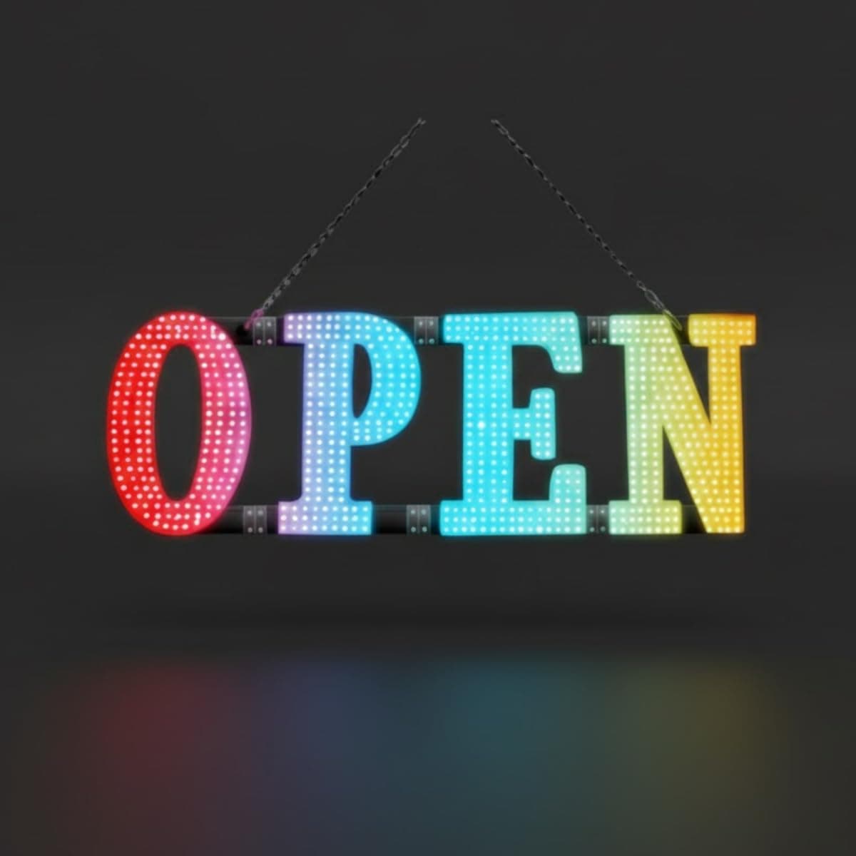 DFW Fixture 48 x 17 Inches OPEN MULTI LED Sign Board - Bright Multi-Color Light Display - Extra Large Neon Look, Energy Efficient LED Open Sign for Indoor and Outdoor Shops, Cafes & Bars
