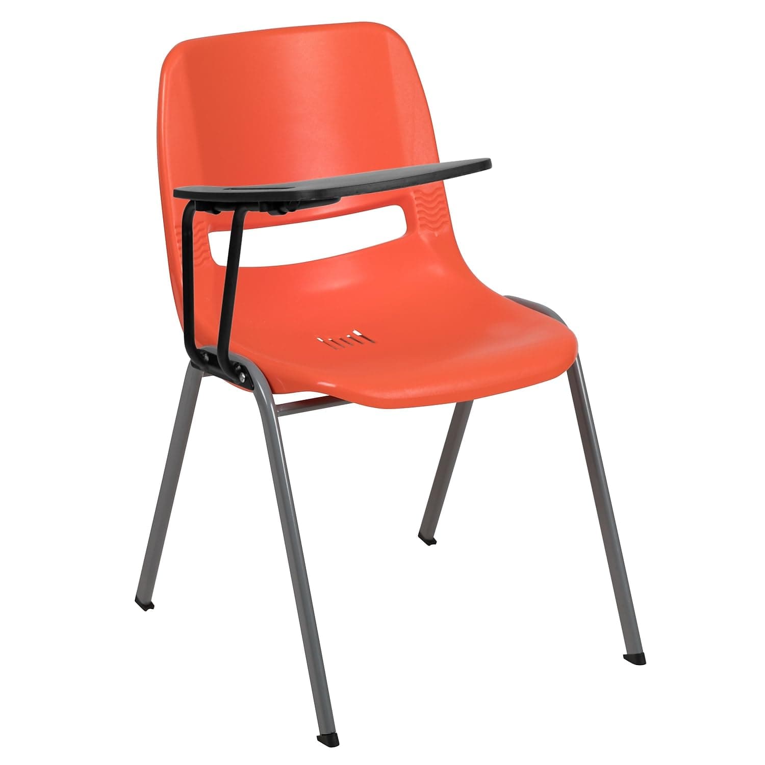 Flash Furniture RUT-EO1-OR-RTAB-GG: Orange Ergonomic Shell Chair with Right Handed Flip-Up Tablet Arm