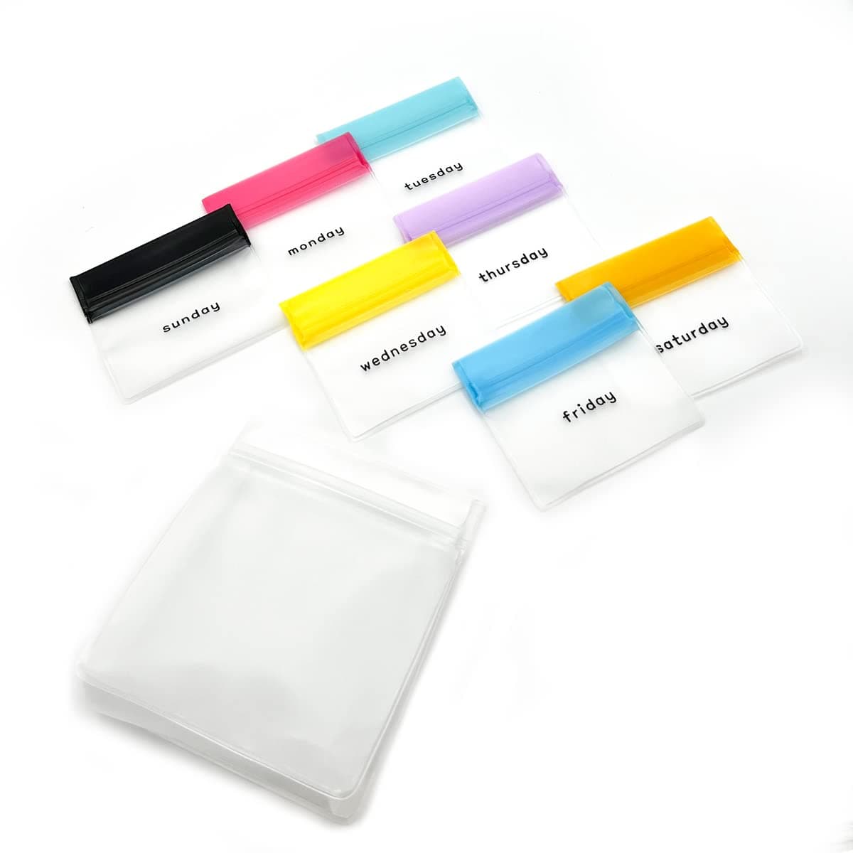 Ezy Dose Reusable 7-Day Travel Pill Pouch Set, Colored Days of the Week