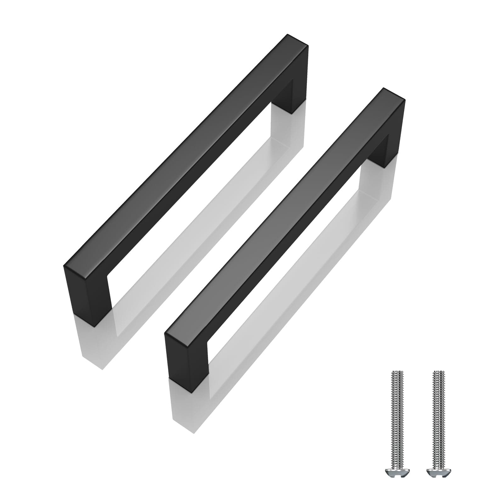 20 Pack 7-9/16 inch (192mm) Hole Center Matte Black Cabinet Pulls Stainless Steel Kitchen Cabinet Handles - Square Dresser Handles Drawer Pulls
