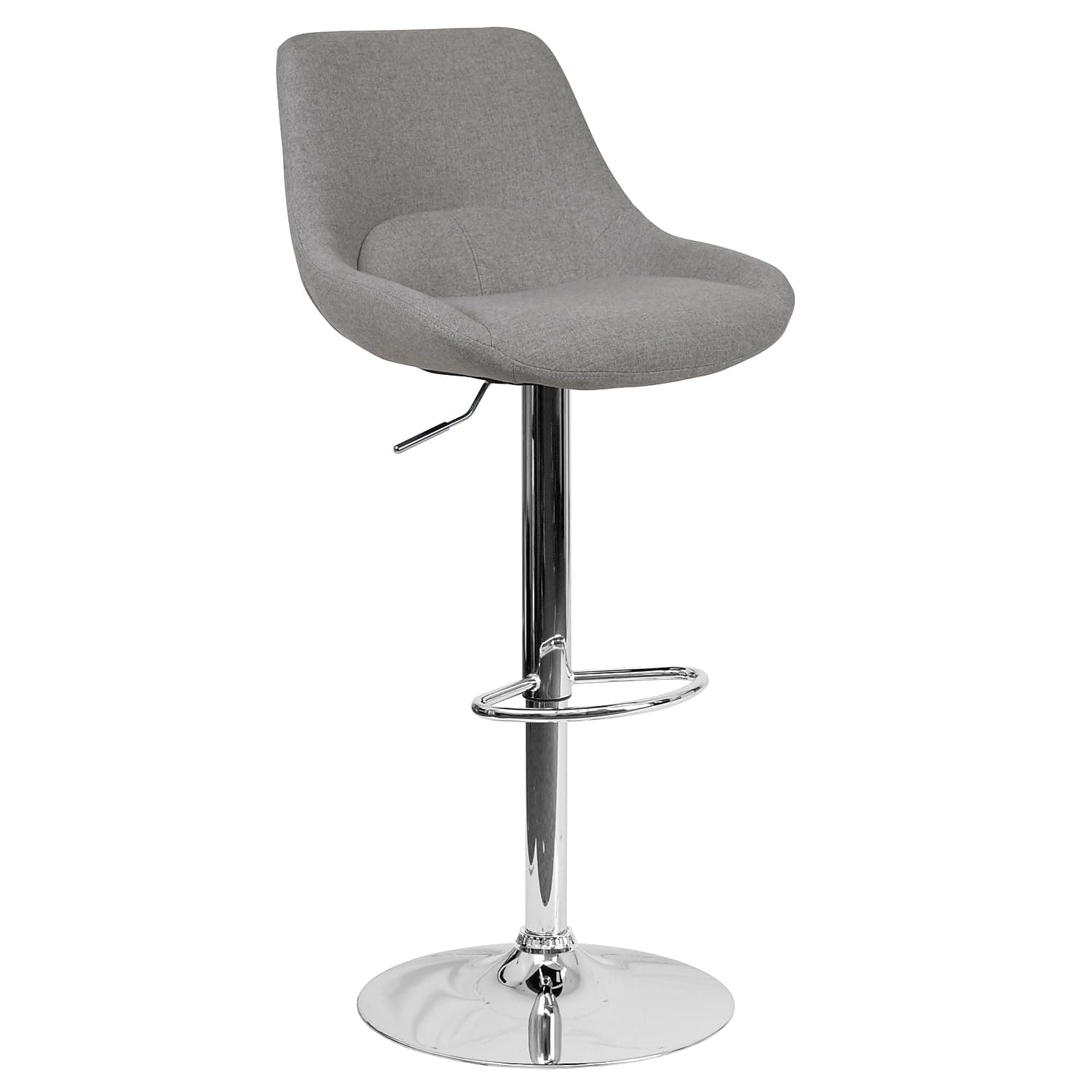 Flash Furniture Contemporary Gray Fabric Adjustable Height Barstool with Chrome Base