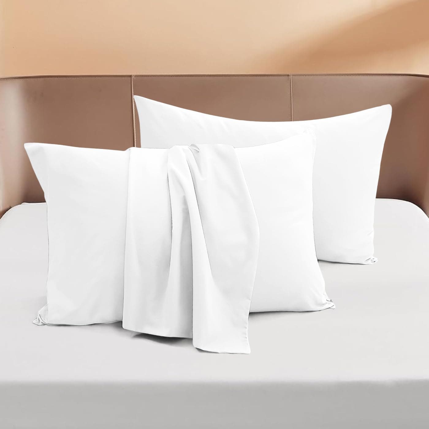 Pink Design Den 1000-TC Egyptian Cotton Toddler (16x22) Pillowcases - Set of 2 - Travel Pillow Cases 16x22 Pillow Covers - Zipper Closure Pillowcases, (Solid, White)