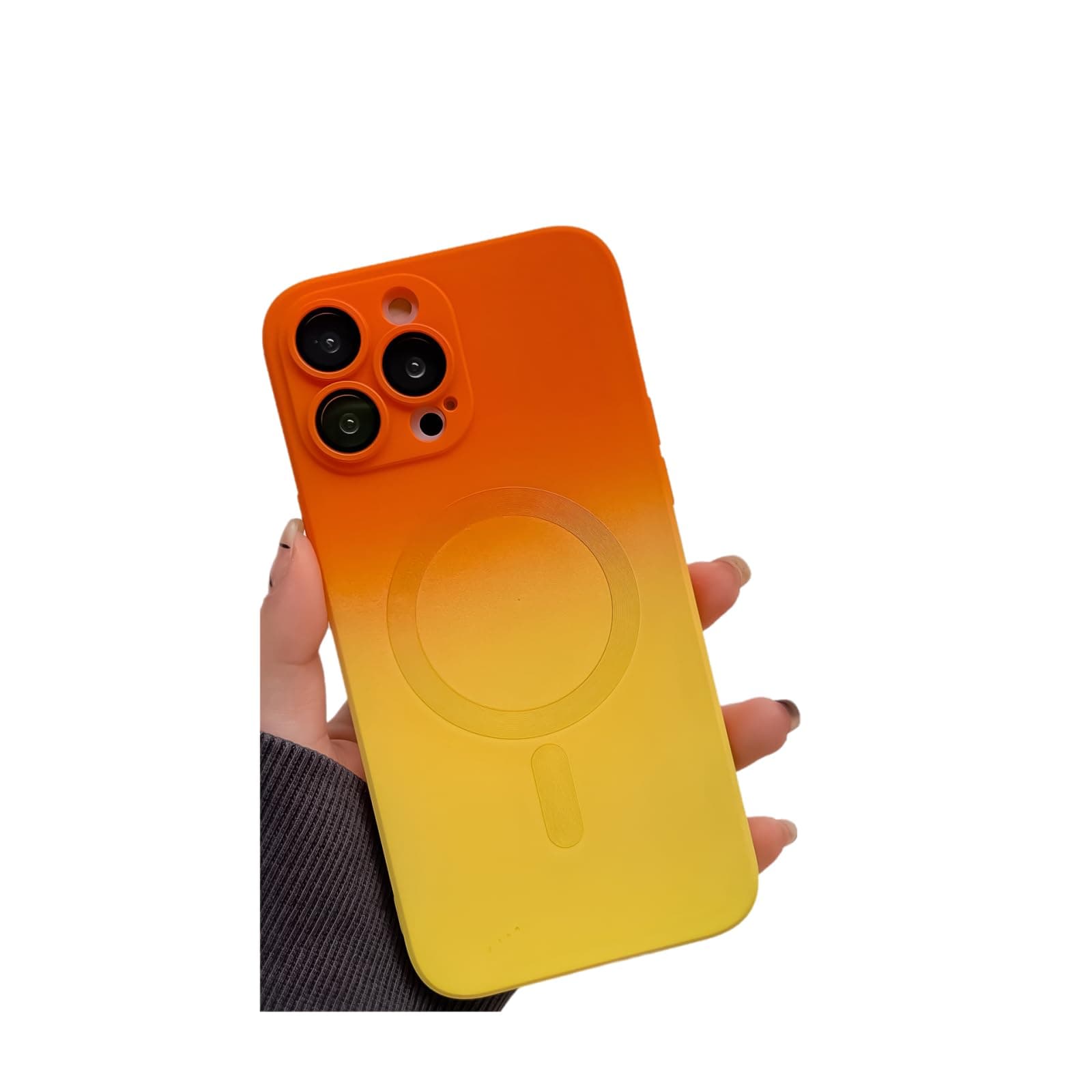 Erlova Magnetic for iPhone 15 Pro Case,Compatible with MagSafe,Gradient Dual Color,Cute Aesthetic Iridescent with Grade Drop Protection Shockproof Cover for Women and Girls,(Orange Yellow)
