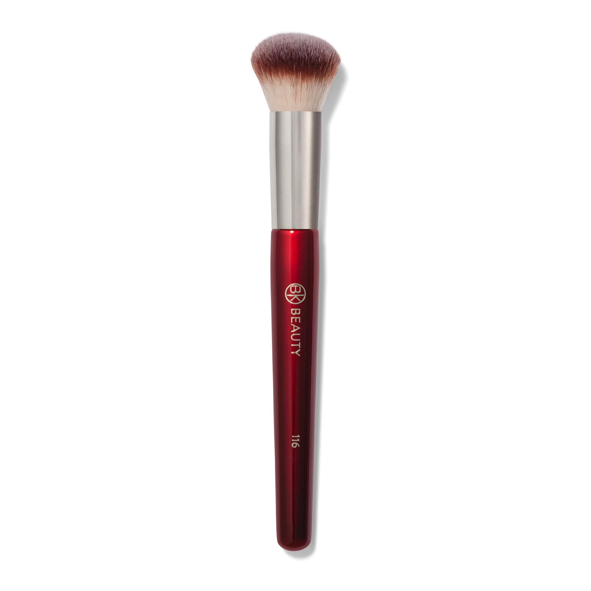 BK BEAUTY 116 SMALL ROUND COMPLEXION BRUSH – Compact Round Makeup Brush for Precise Blending of Cream Blush, Contour, Bronzer & Foundation, Vegan Bristles