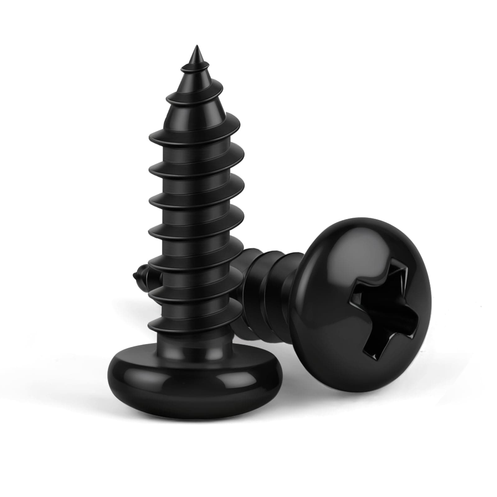 #8 x 5/8" Pan Head Self Tapping Screws Sheet Metal Wood Screws, Black Oxide, 304 Stainless Steel 18-8, 100 PCS