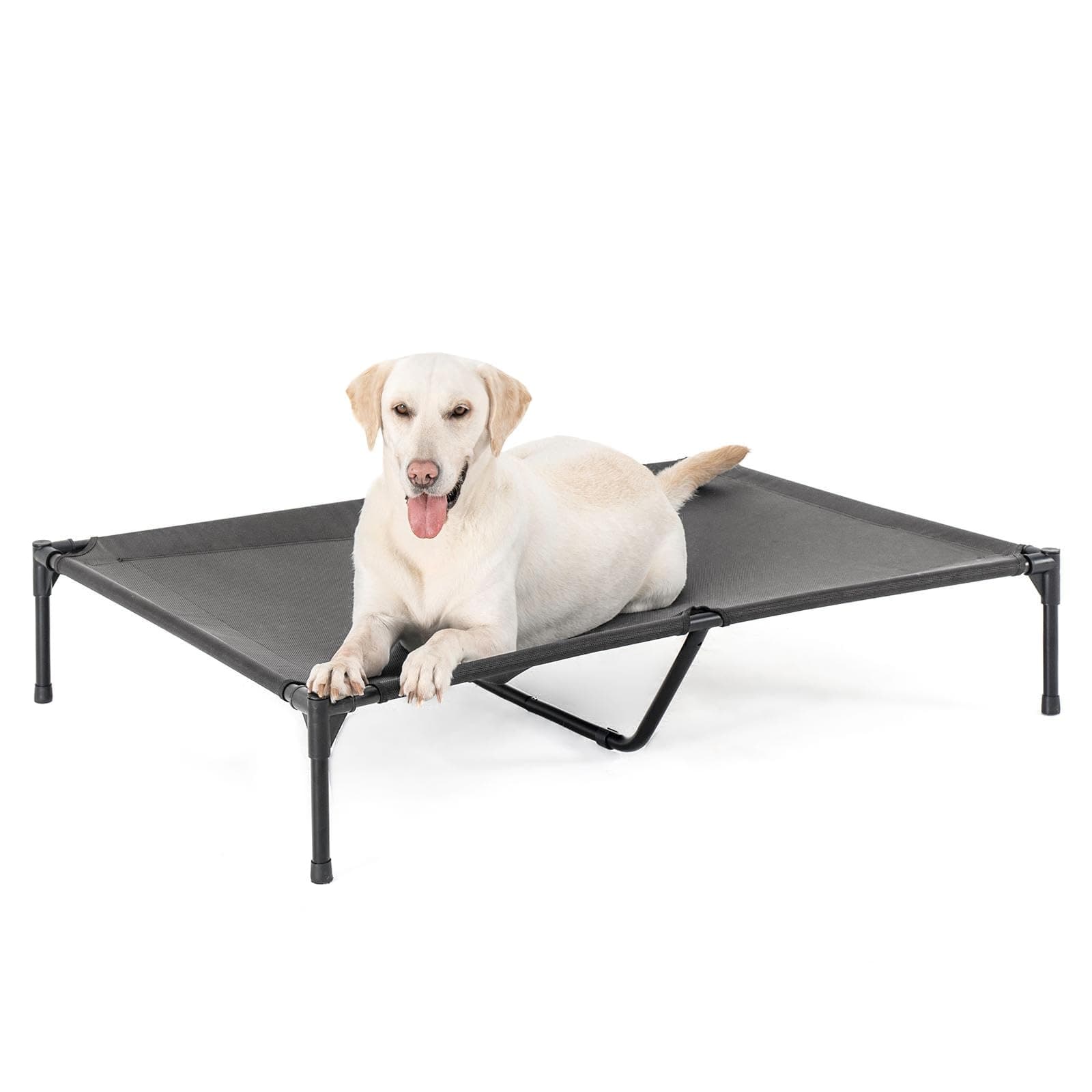 Garnpet XL Elevated Dog Bed for Large Dogs, Extra Raised Dog Cot Beds, Heavy Duty Pet Cots with Durable Supportive Teslin Recyclable Mesh, Indoor & Outdoor Pet Bed, Dark Grey