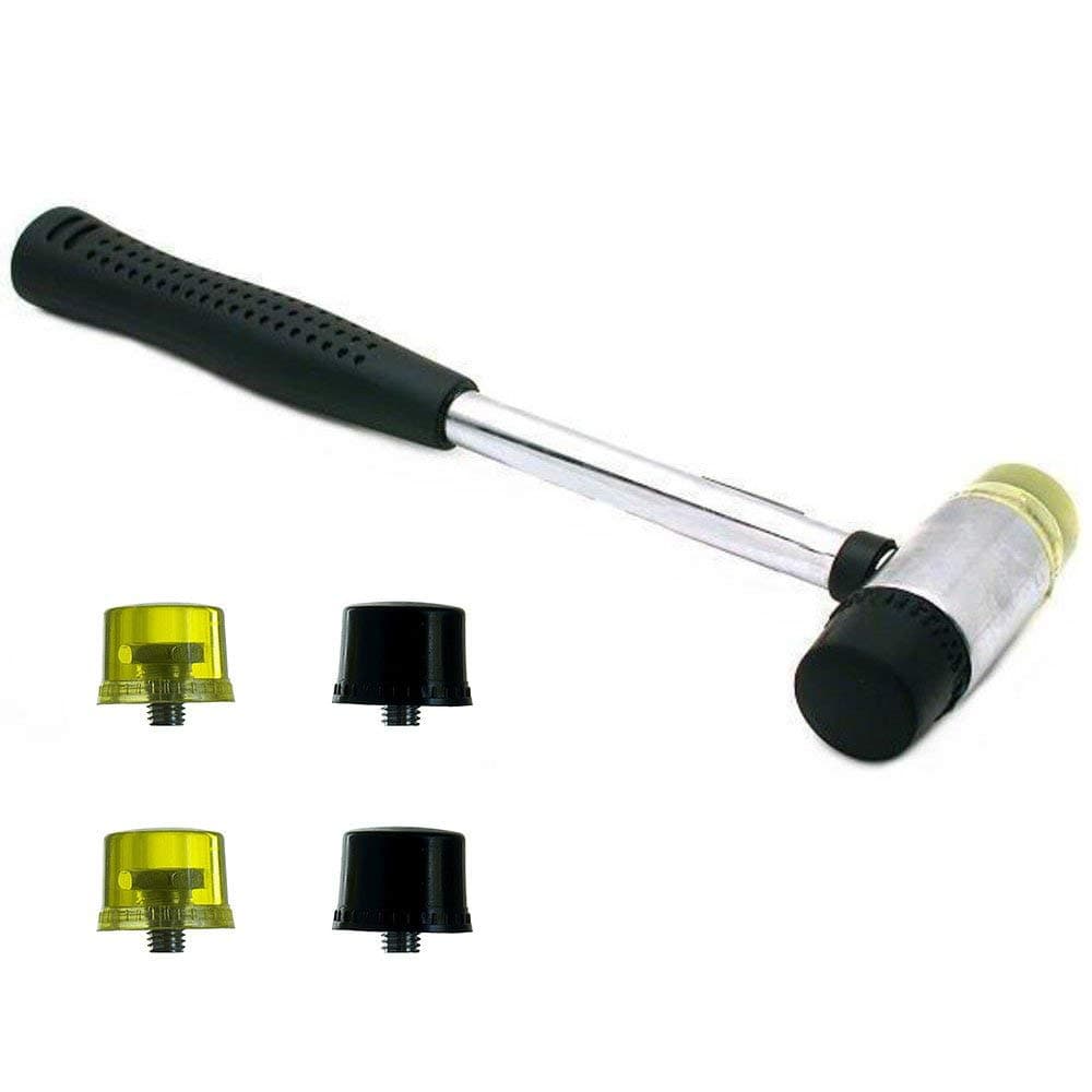 Rannb 30mm/1.2" Dia Gunsmithing Double-Faced Soft Mallet Sets with 2 Soft Rubber & 2 Hard Plastic Head Tips Replacement (30mm Dia)